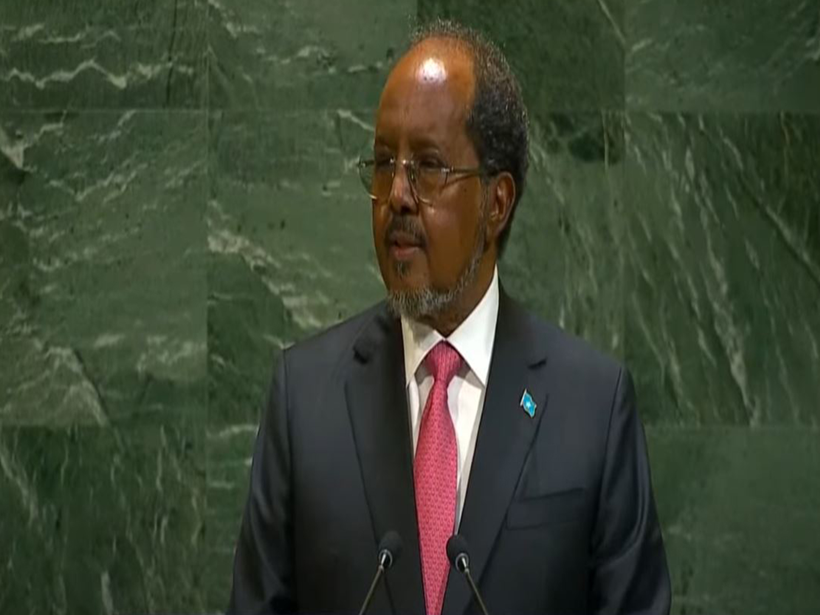 Somali President Hassan Sheikh Mohamud addresses the 80th UNGA High-Level Debate in New York, calling for an immediate ceasefire in Gaza (Photo/YouTube)
