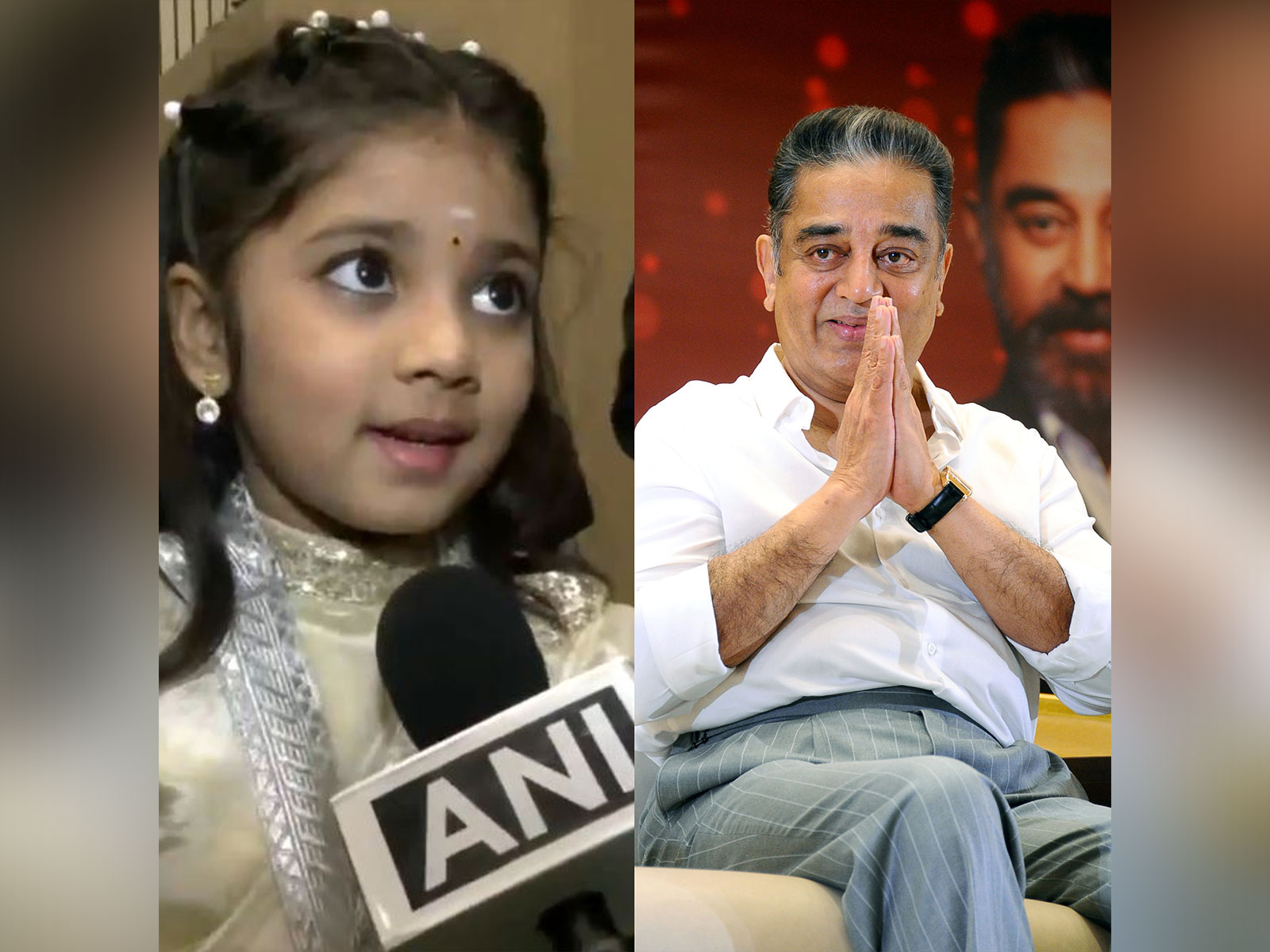 Child actor Treesha Thosar, Kamal Haasan (Photo: ANI)