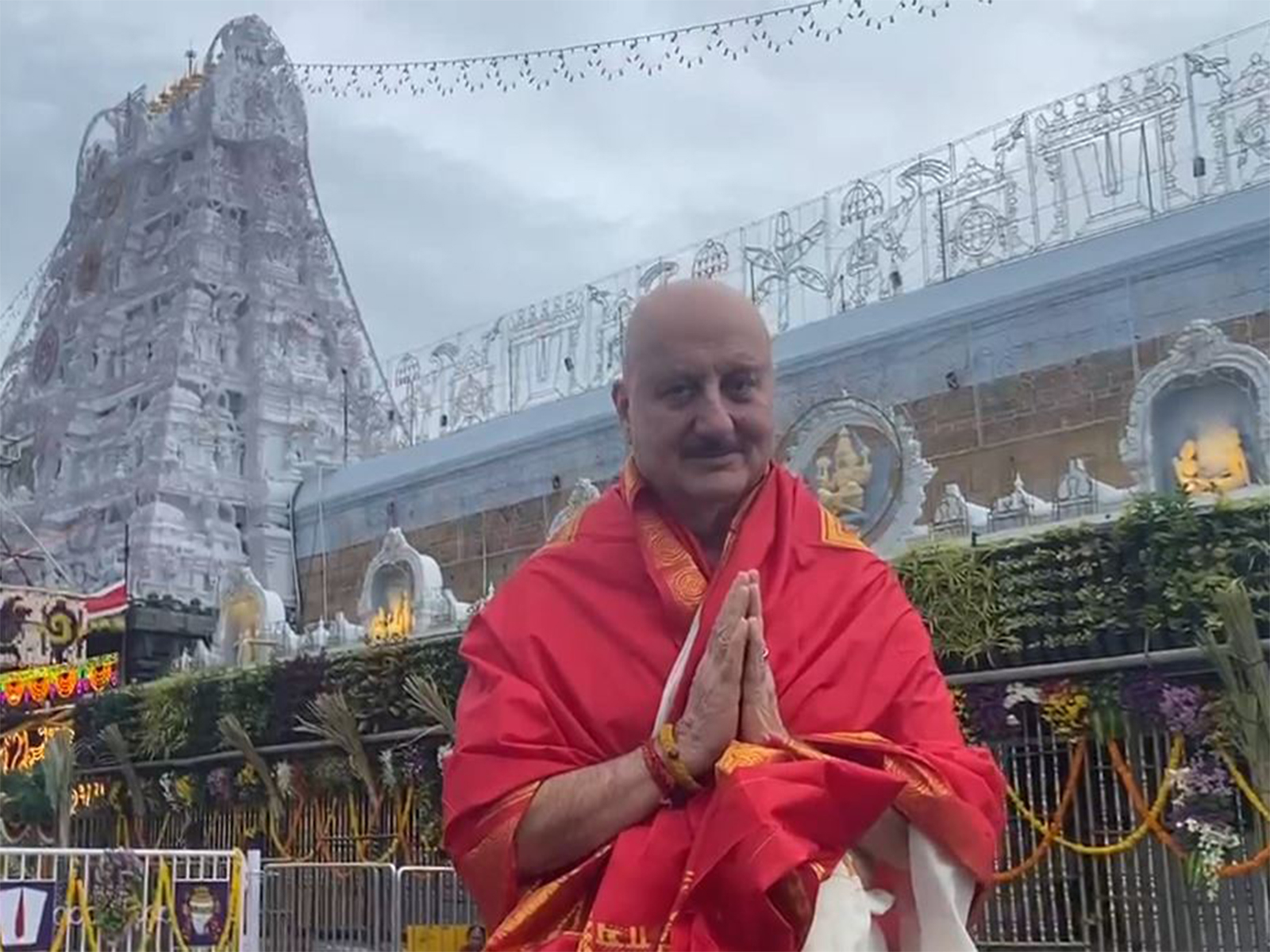 Anupam Kher at Tirumala Temple (Photo: ANI)