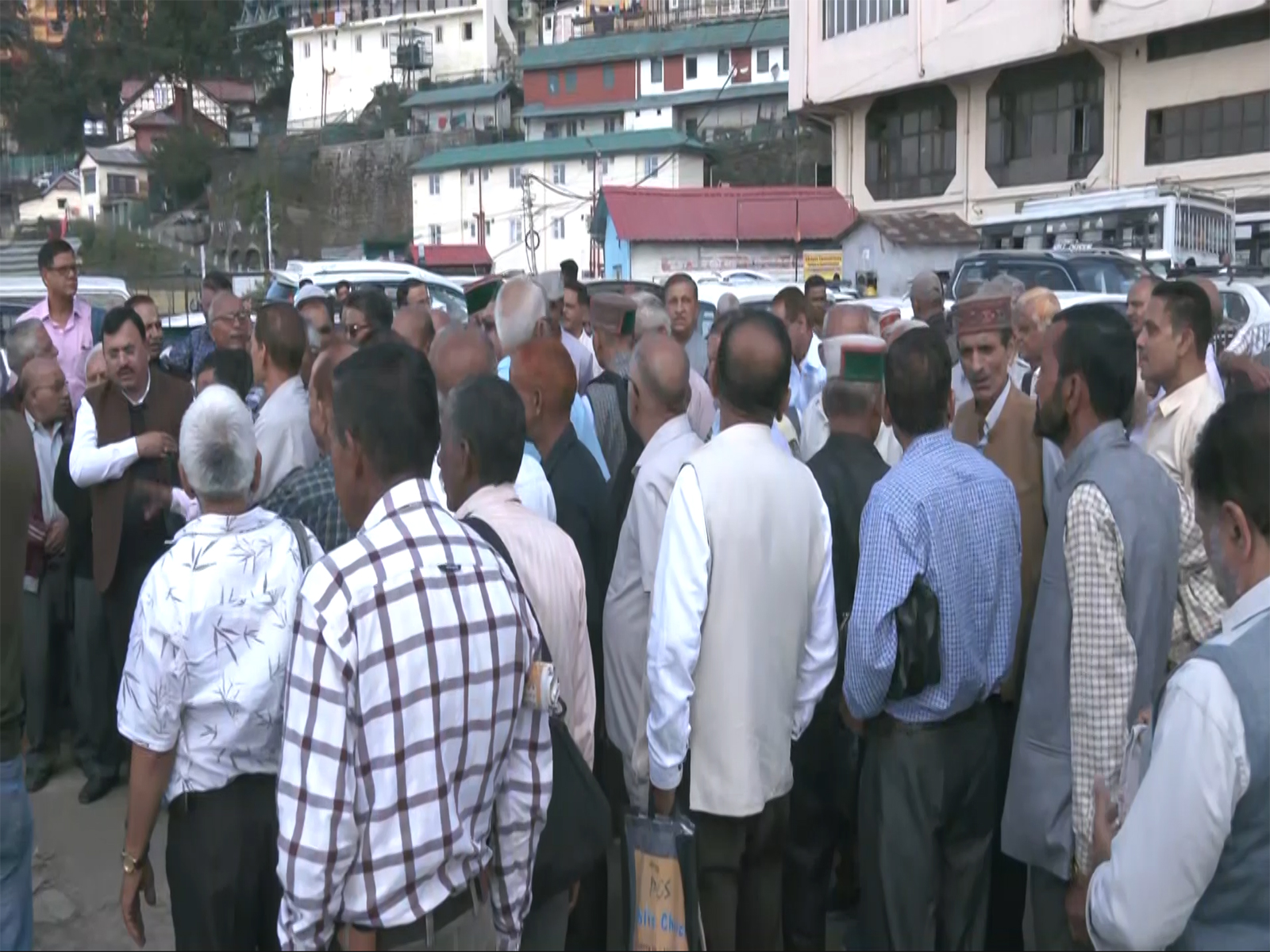 HRTC pensioners stage protest in Shimla (Photo/ANI)
