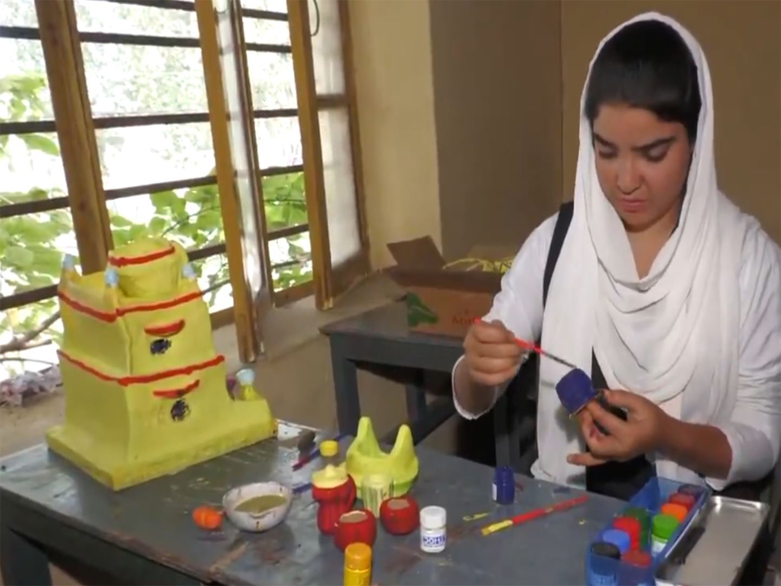 A student participates in the two-day Kala Utsav in Poonch (Photo/ANI)