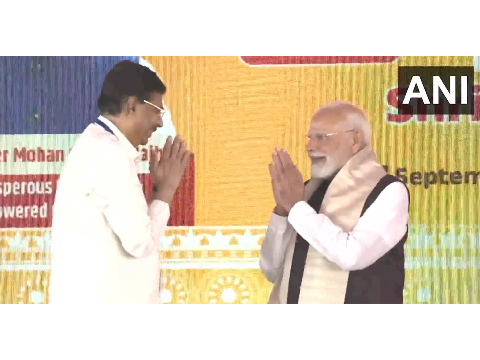 Governor Hari Babu Kambhampatii felicitate PM Modi (Photo/ANI)