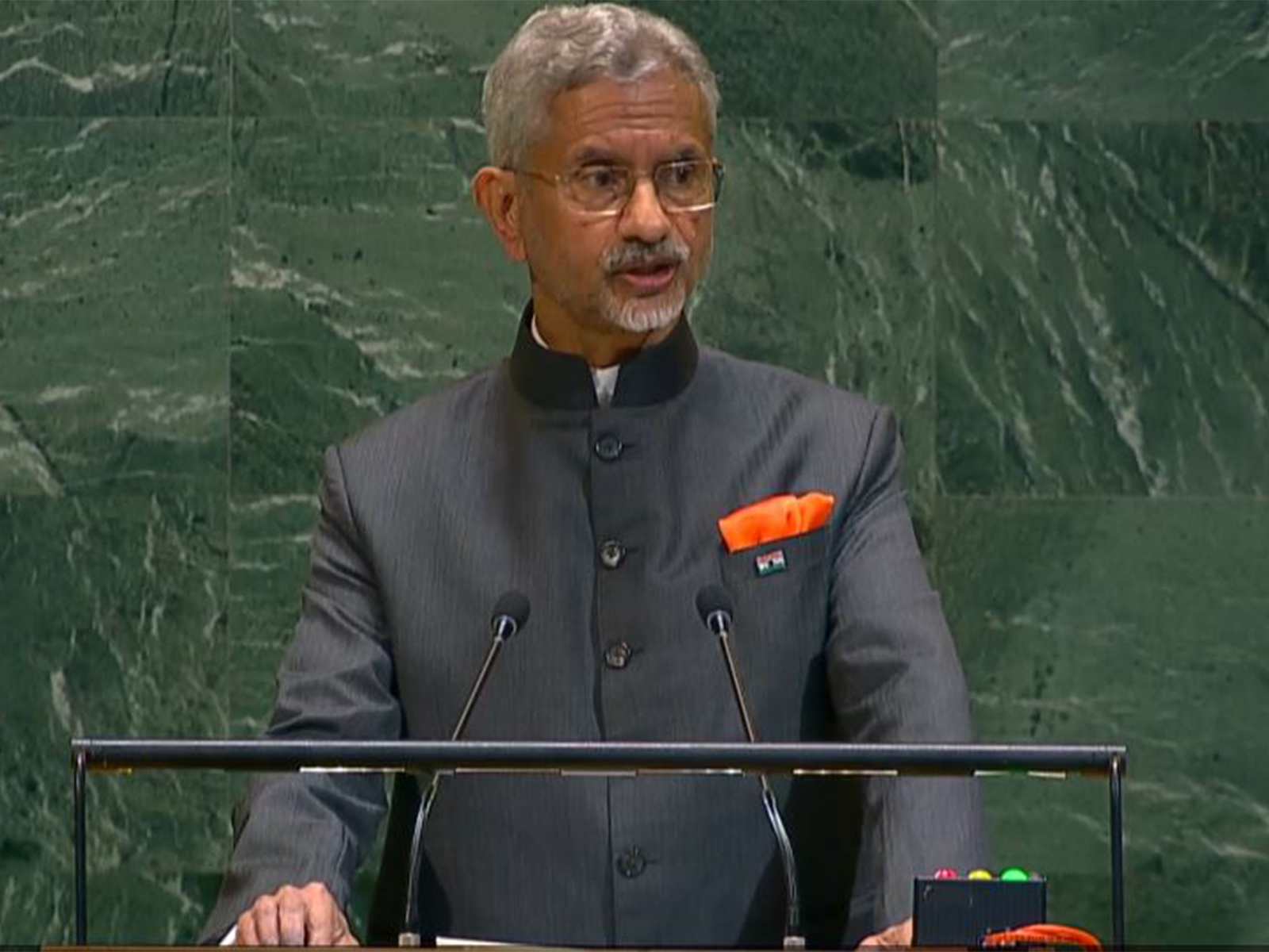 External Affairs Minister S Jaishankar speaking at UNGA in New York (Photo/UNTV)