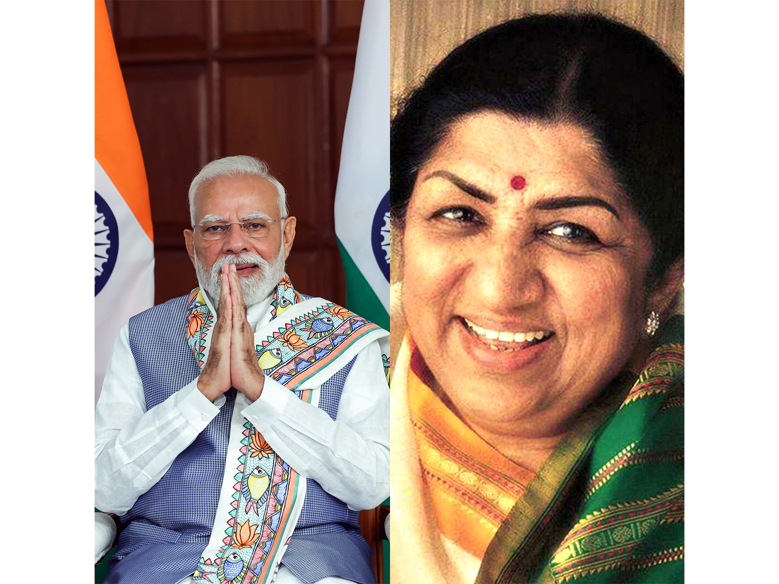 Prime Minister Narendra Modi and late singer Lata Mangeshkar (File photo: ANI)