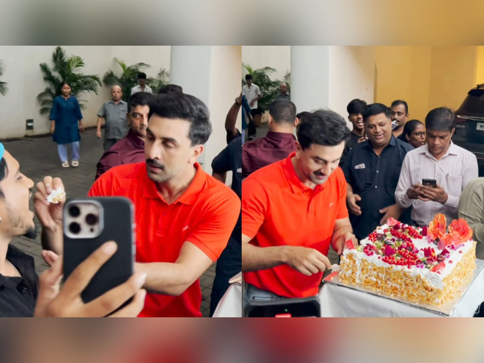 Ranbir Kapoor celebrates birthday with paps (Photo/ANI)