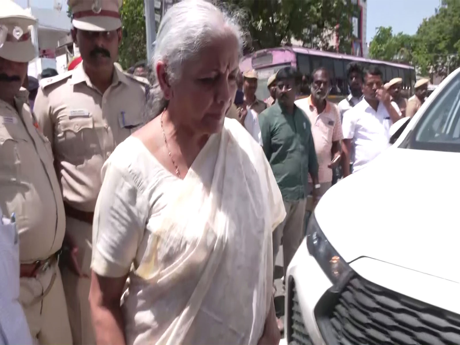 Union Finance Minister Nirmala Sitharaman in Karur, Tamil Nadu on Sept 29, 2025 (Photo/ANI)