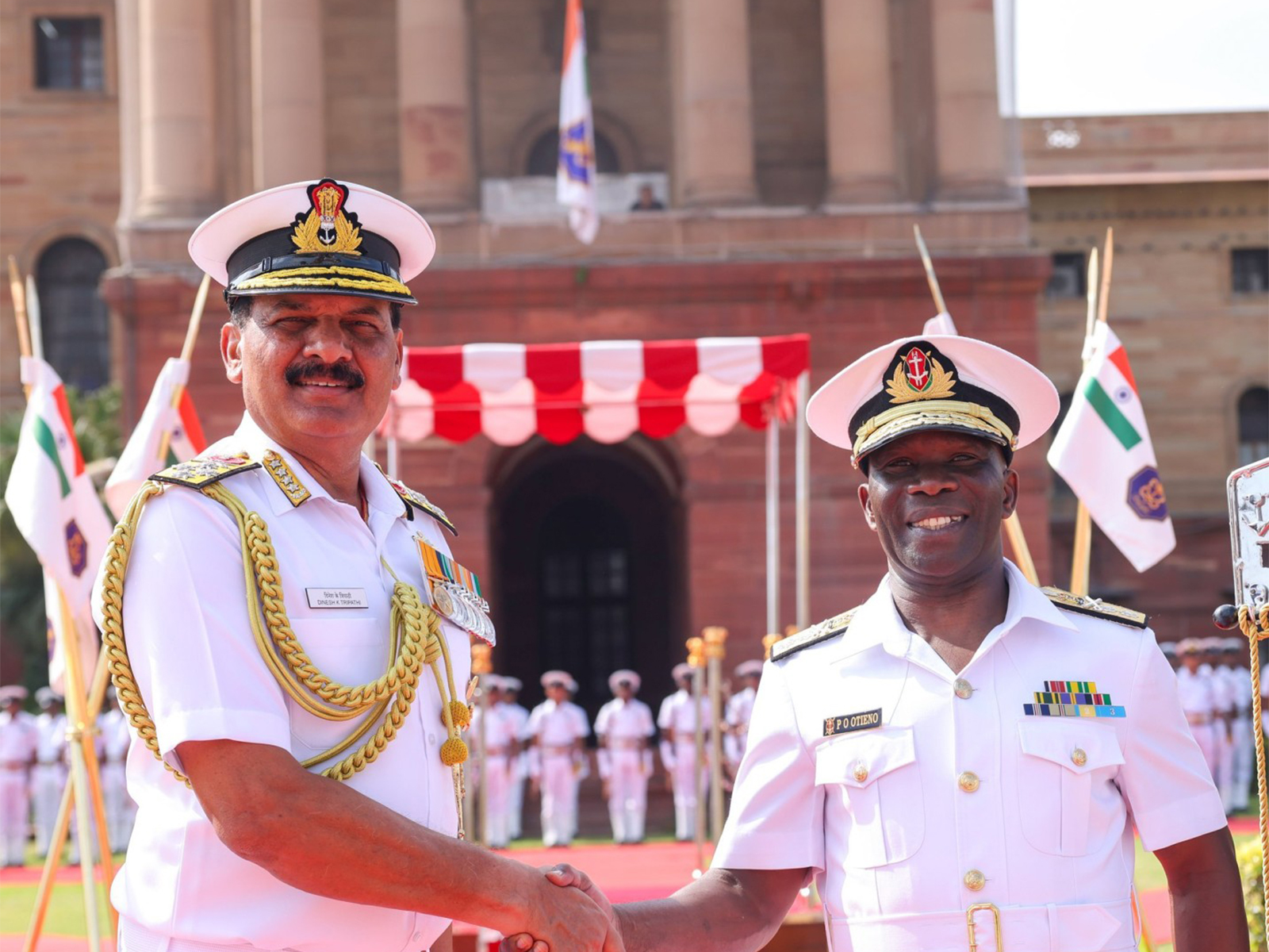 Kenya Navy Commander Paul Owuor Otieno with Indian Navy Chief Dinesh K Tripathi in New Delhi (Image Source: Indian Navy)