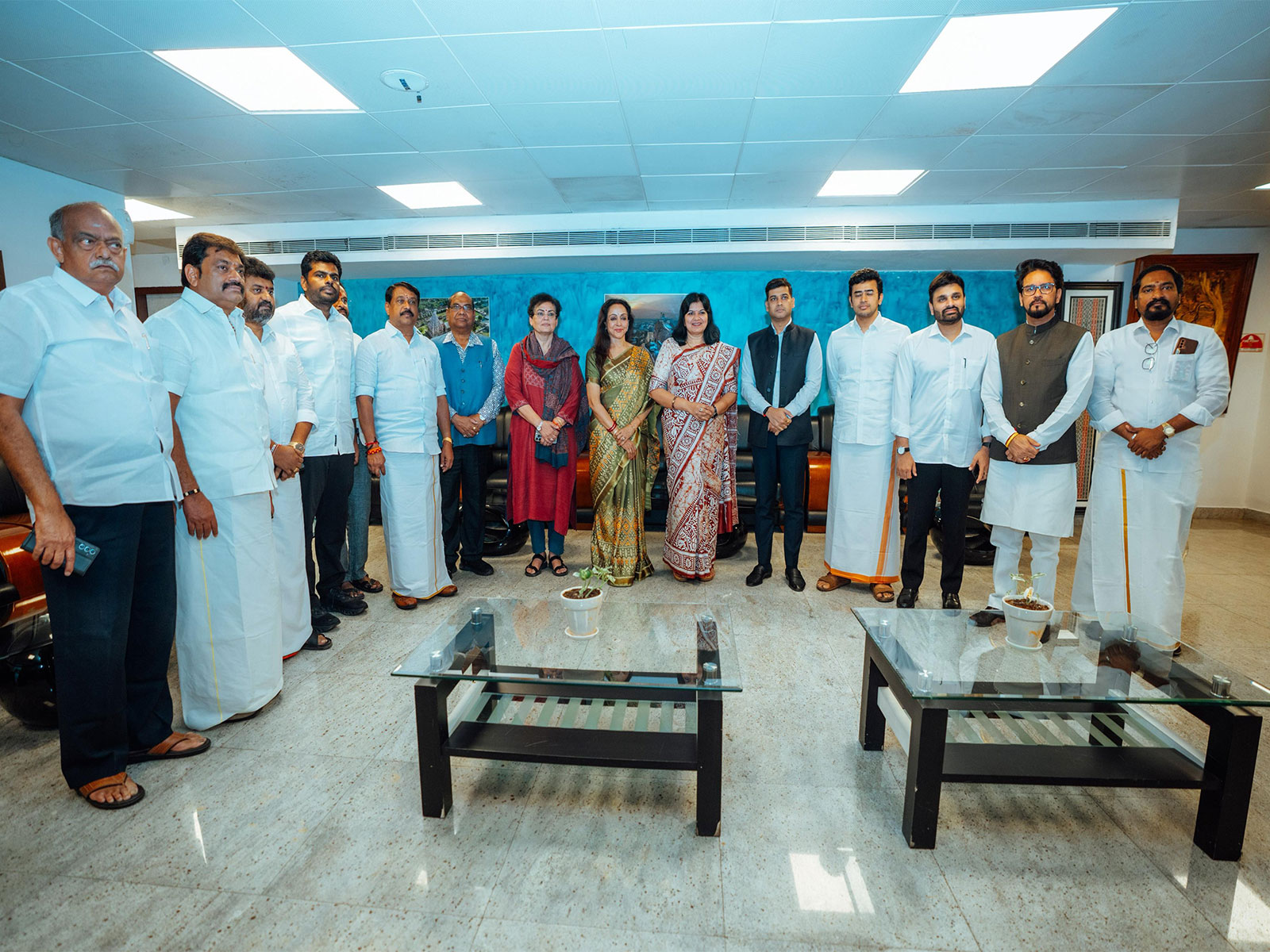 Tamil Nadu BJP President and K Annamalai during their meeting with Parliamentary Committee in Coimbatore on Karur Tragedy. (Photo/ X @annamalai_k)
