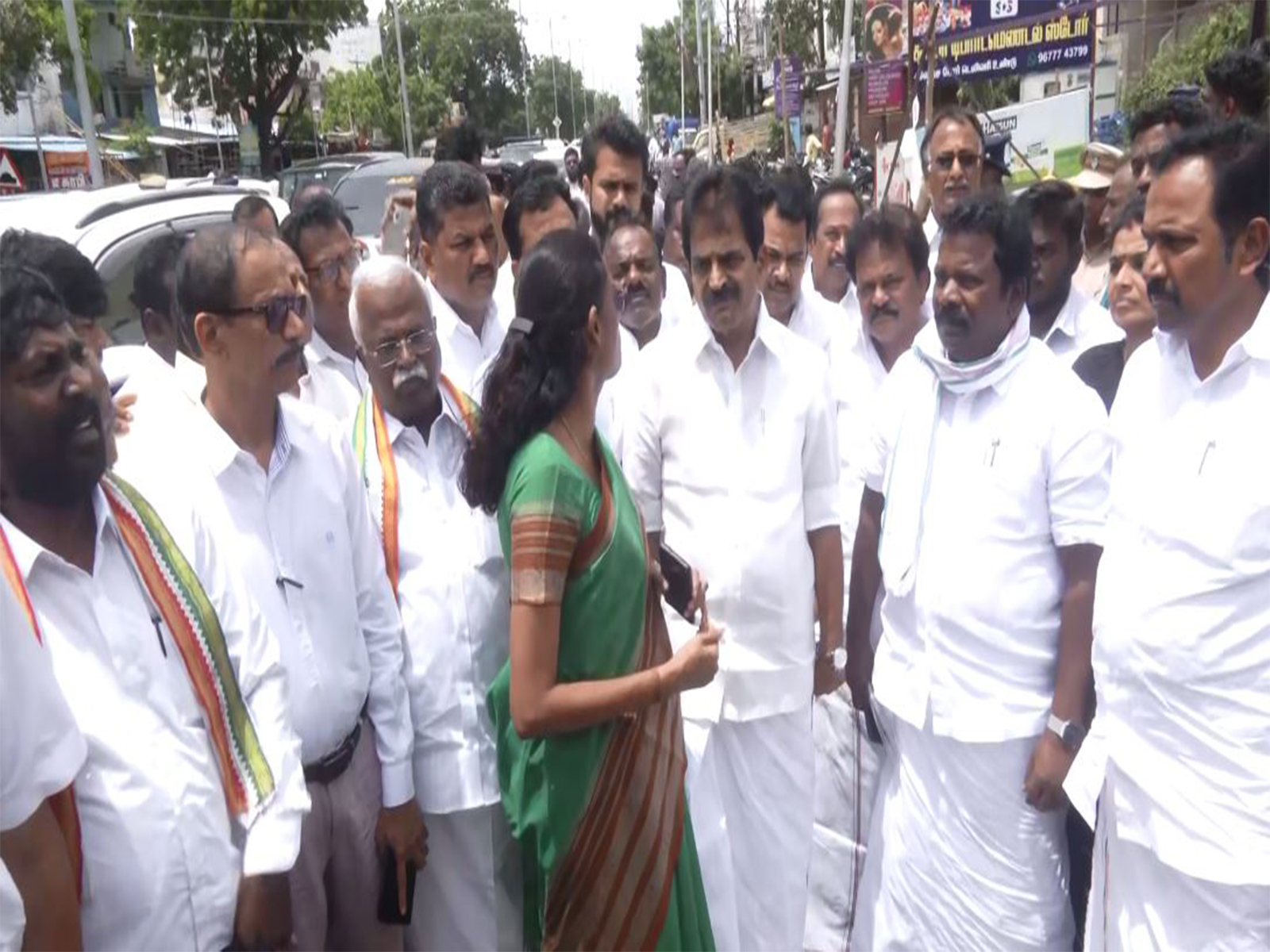 Congress MP KC Venugopal at the spot of the stampede in Karur (Photo/ANI)