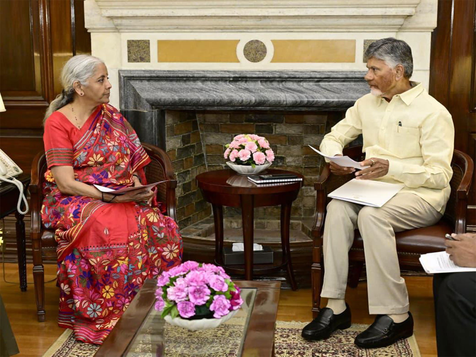 Andhra CM Chandrababu Naidu meets Finance Minister Nirmala Sitharaman (Photo/ANI)