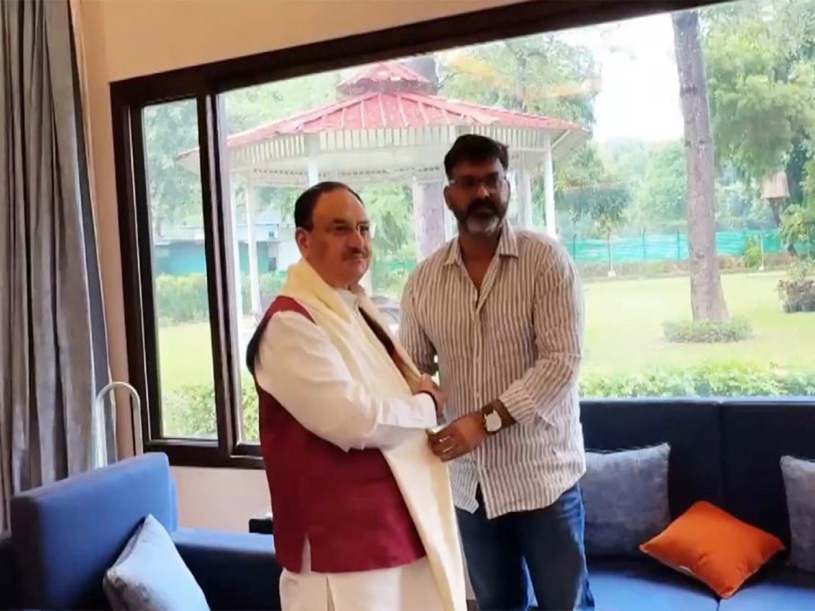 Pawan Singh meets BJP national president JP Nadda (Photo/ANI) Pawan Singh meets BJP national president JP Nadda (Photo/ANI)