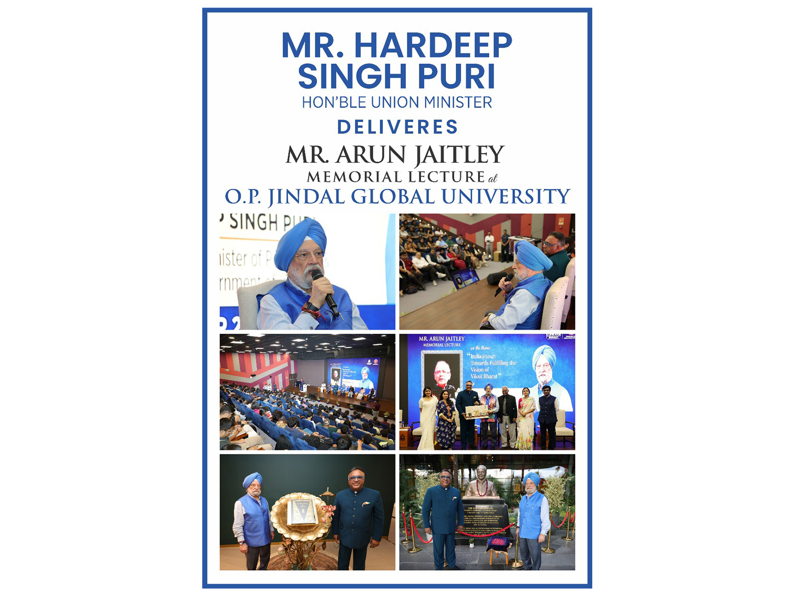 Union Minister Hardeep Singh Puri Delivers the Arun Jaitley Memorial Lecture on the Vision of India @2047