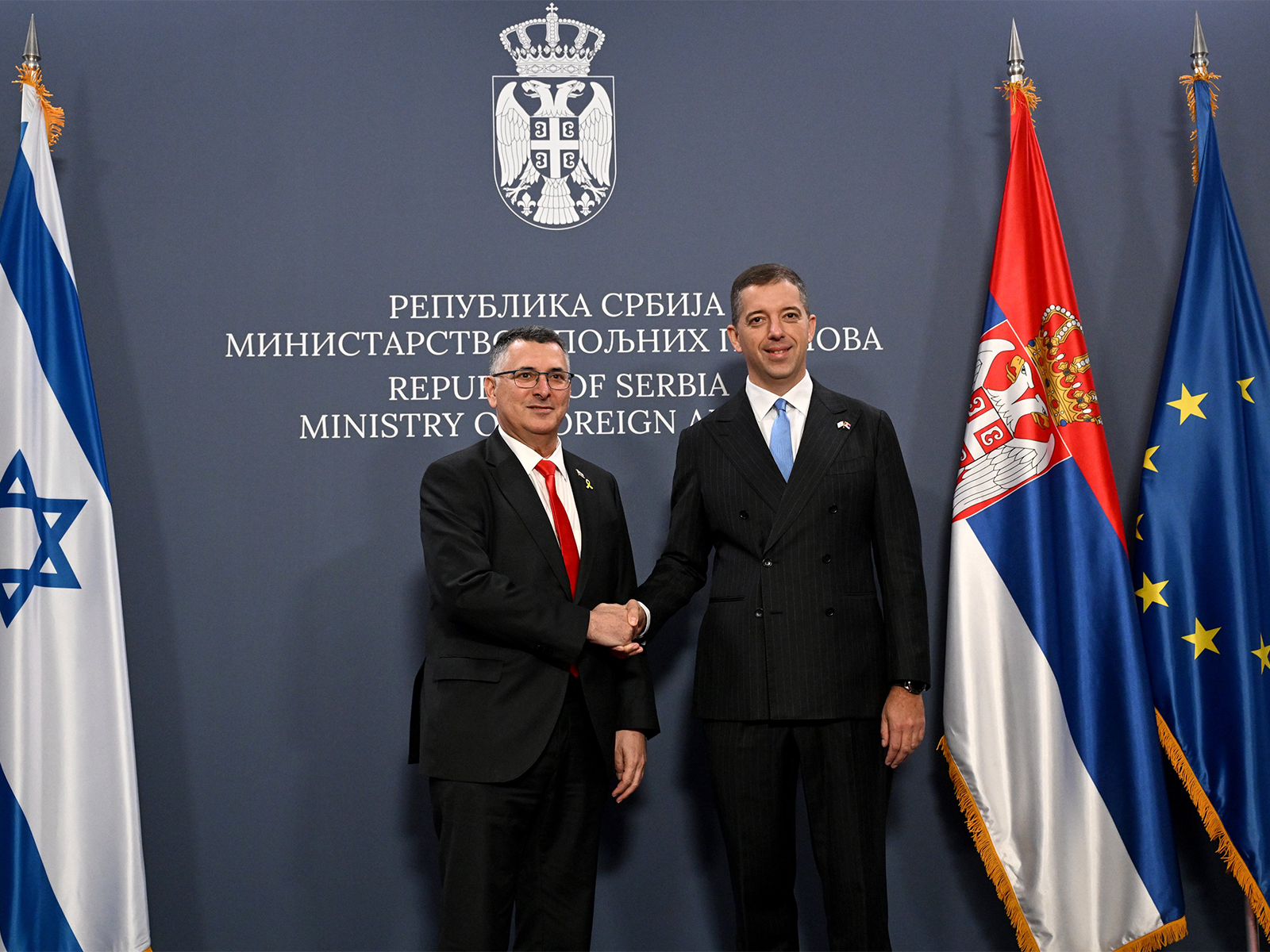 Israeli FM Gideon Saar meets Serbian counterpart Marko Djuric (Photo: @MFASerbia/X)