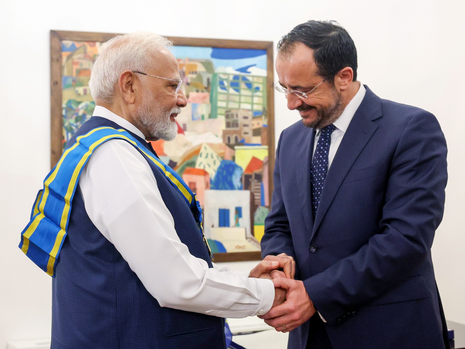 PM Modi receiving Cyprus's highest civilian honour from President Nikos Christodoulides (File Photo/ ANI)