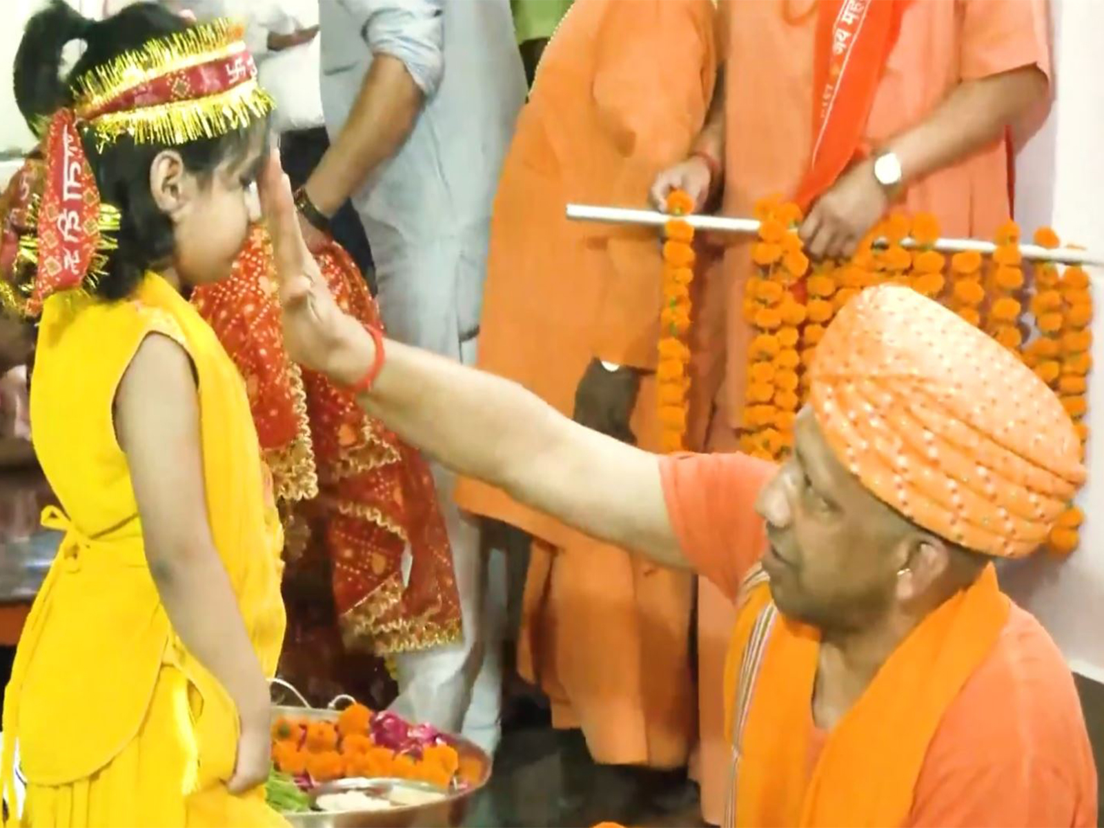 CM Yogi Adityanath performs Kanya Pujan (Photo/ANI)