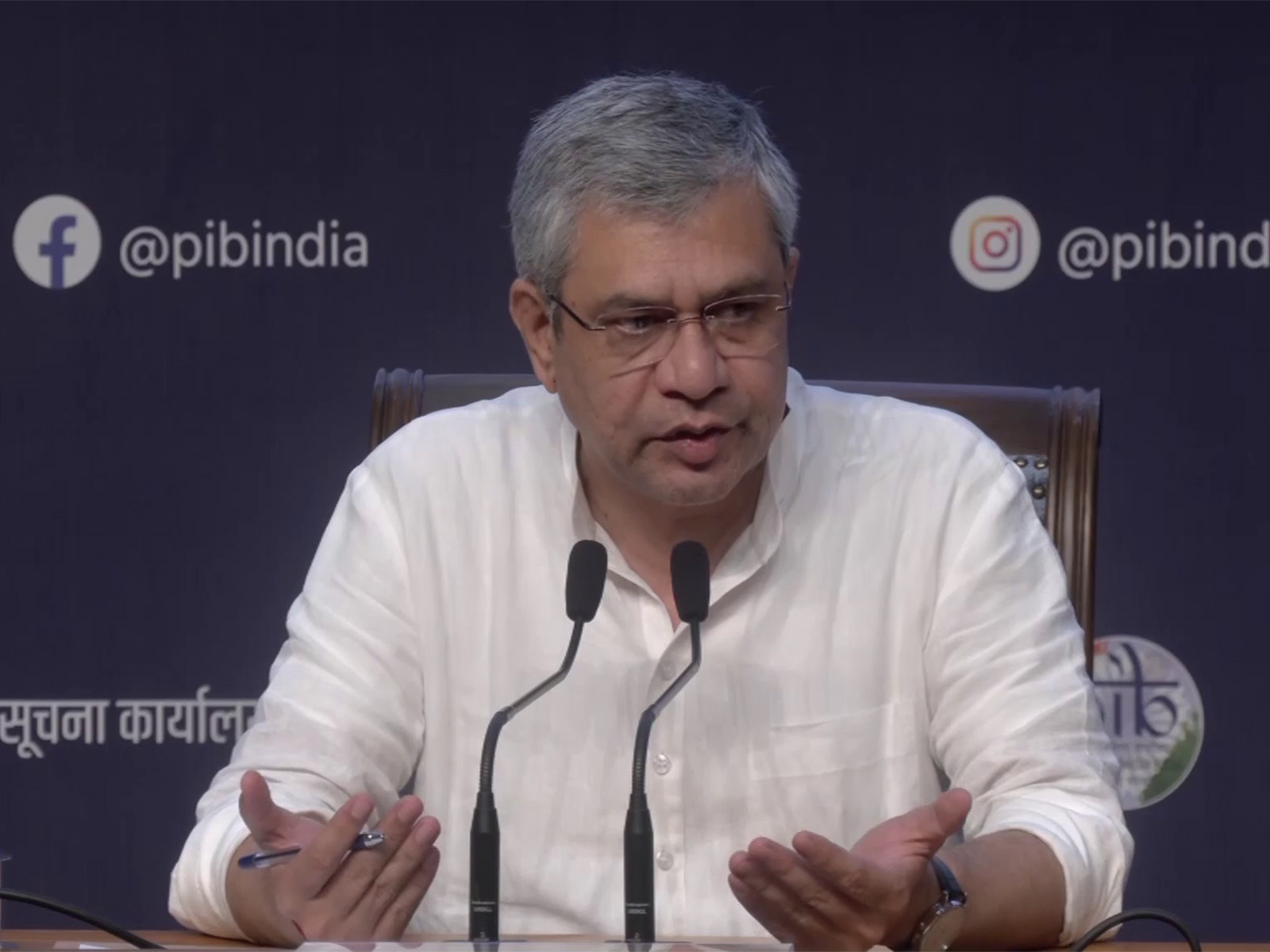 Union Minister Ashwini Vaishnaw during the media briefing (File photo/ANI)