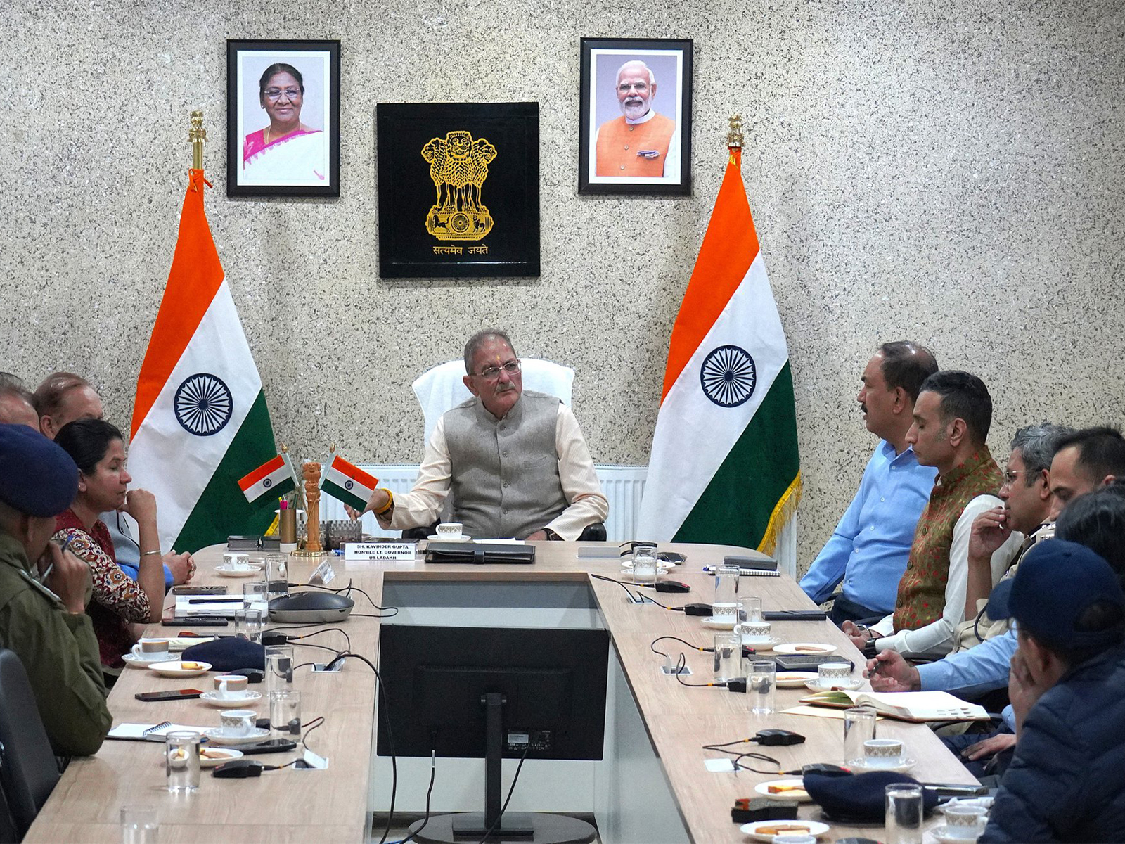 Lieutenant Governor of Ladakh Kavinder Gupta during a meeting (Pic Source: LG Office, Ladakh)