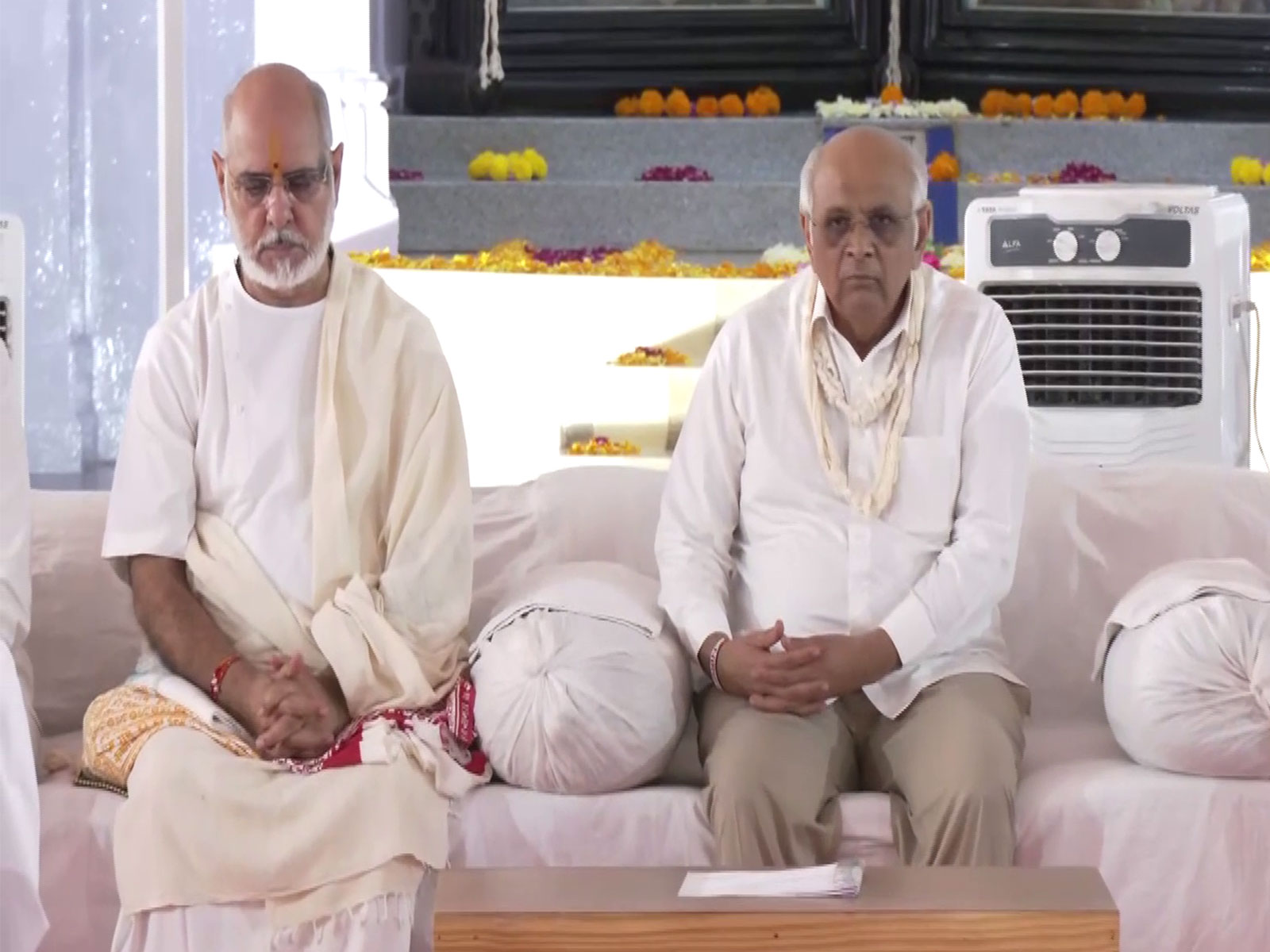 Gujarat CM Bhupendar Patel at Kirti Mandir, Porbandar (Photo/ANI) Gujarat CM Bhupendar Patel at Kirti Mandir, Porbandar (Photo/ANI)