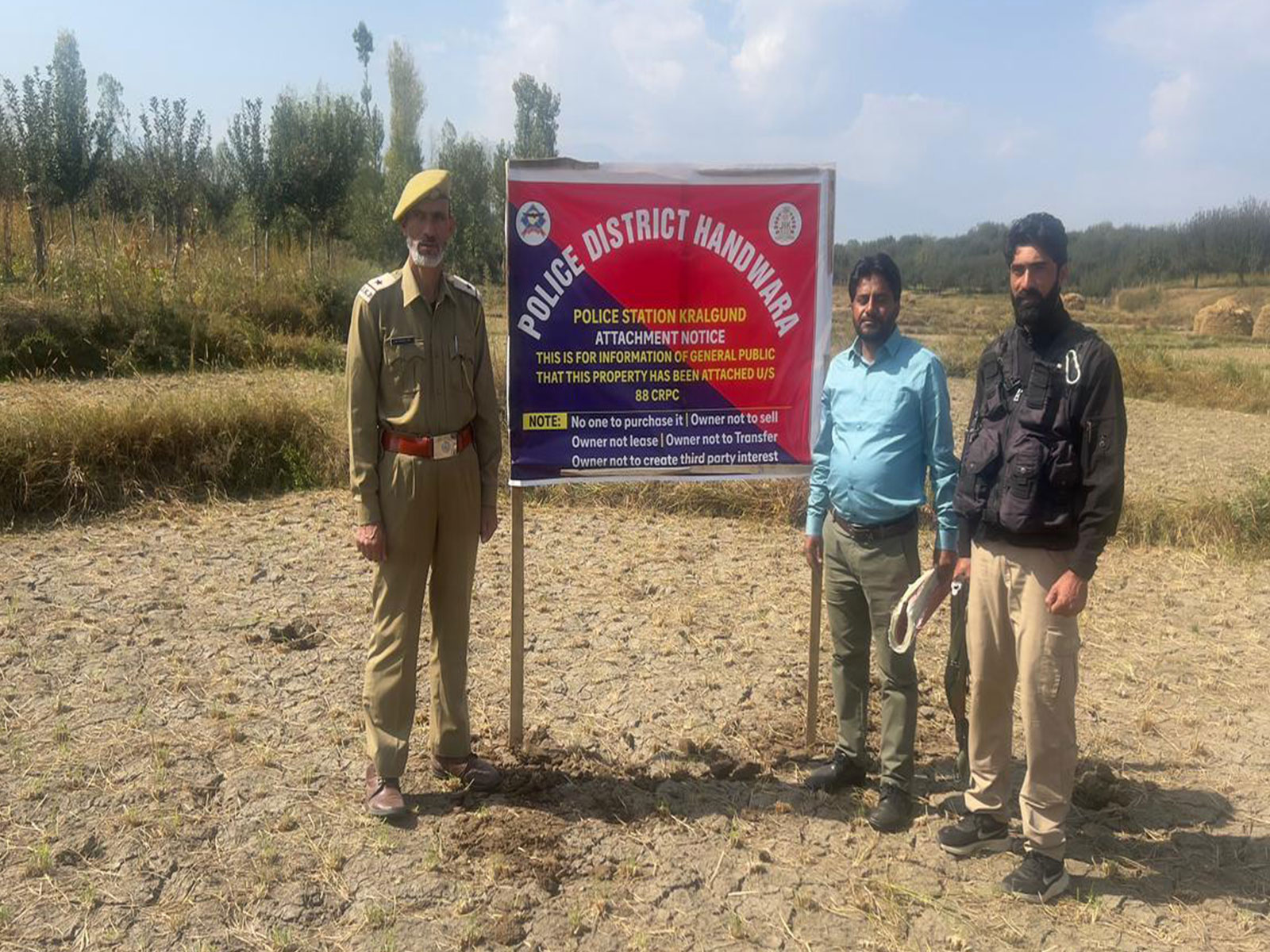 J-K: Handwara police attach property of terrorist handler in Kralgund (Photo/ANI)