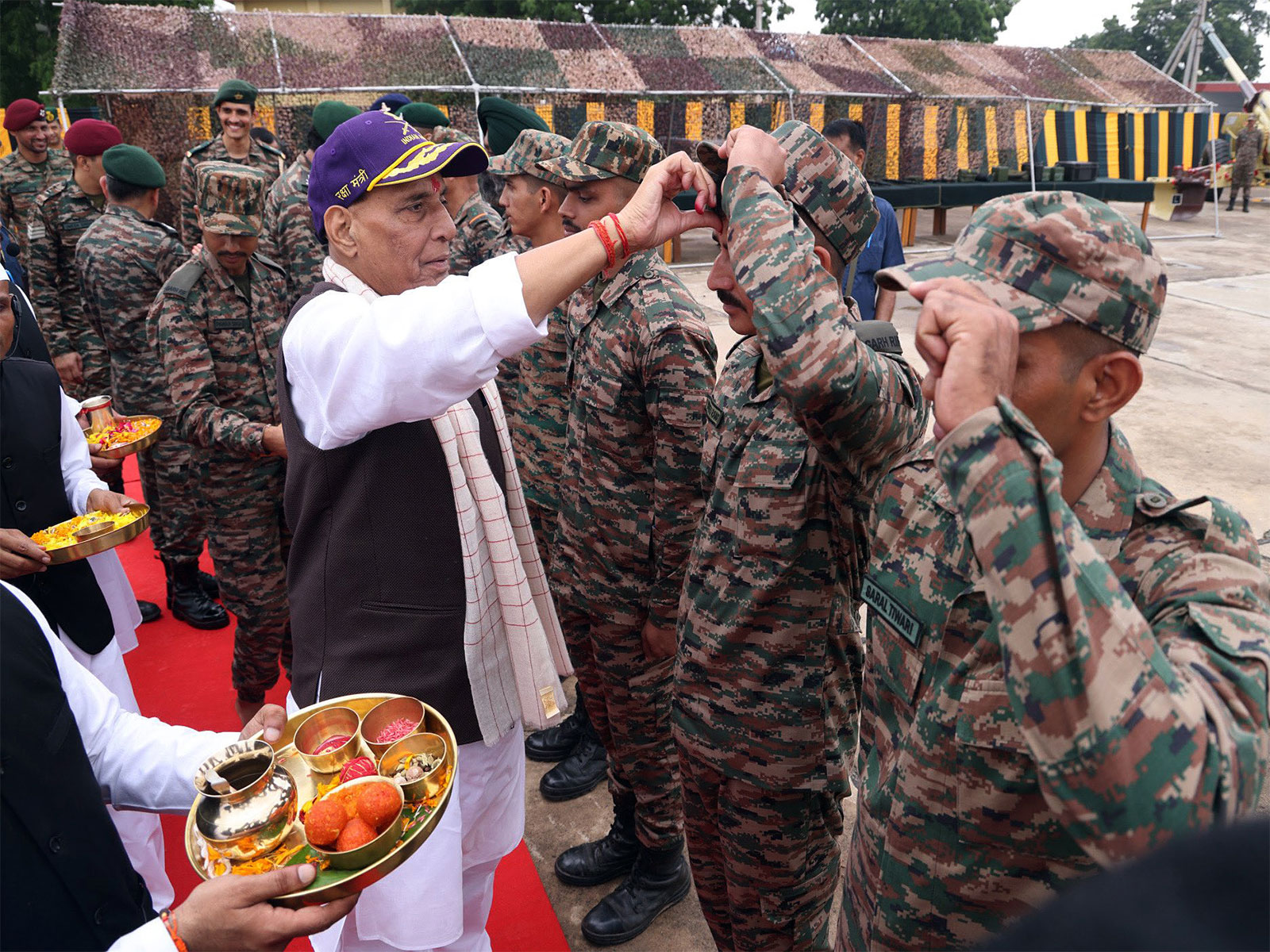 Union Defence Minister Rajnath Singh participates in Shastra Puja on the occasion of Vijayadashami (Photo/ANI) Union Defence Minister Rajnath Singh participates in Shastra Puja on the occasion of Vijayadashami (Photo/ANI)