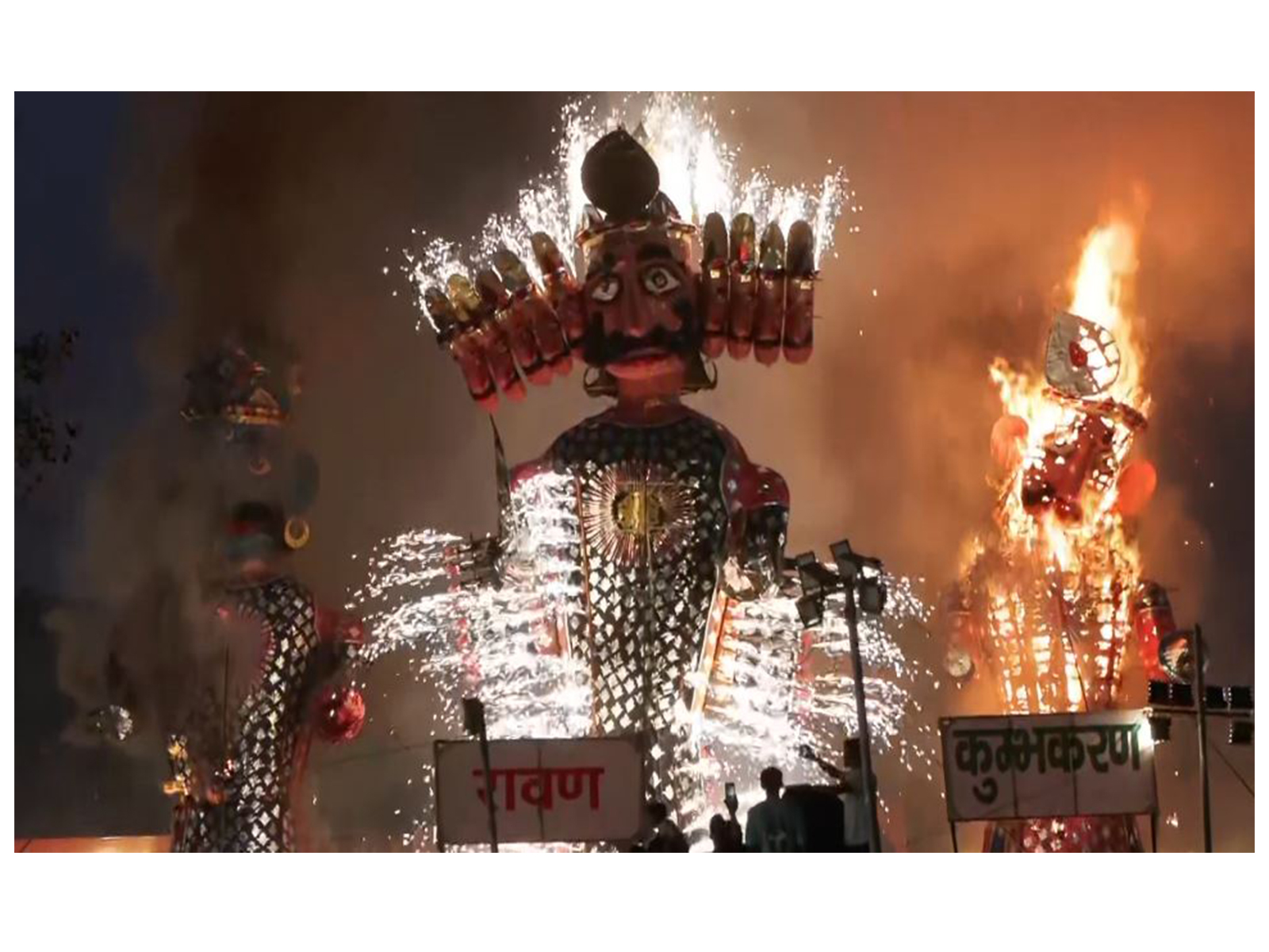 People celebrated Dussehra with the ritual of Ravan Dahan in New Delhi (Photo/ANI) People celebrated Dussehra with the ritual of Ravan Dahan in New Delhi (Photo/ANI)