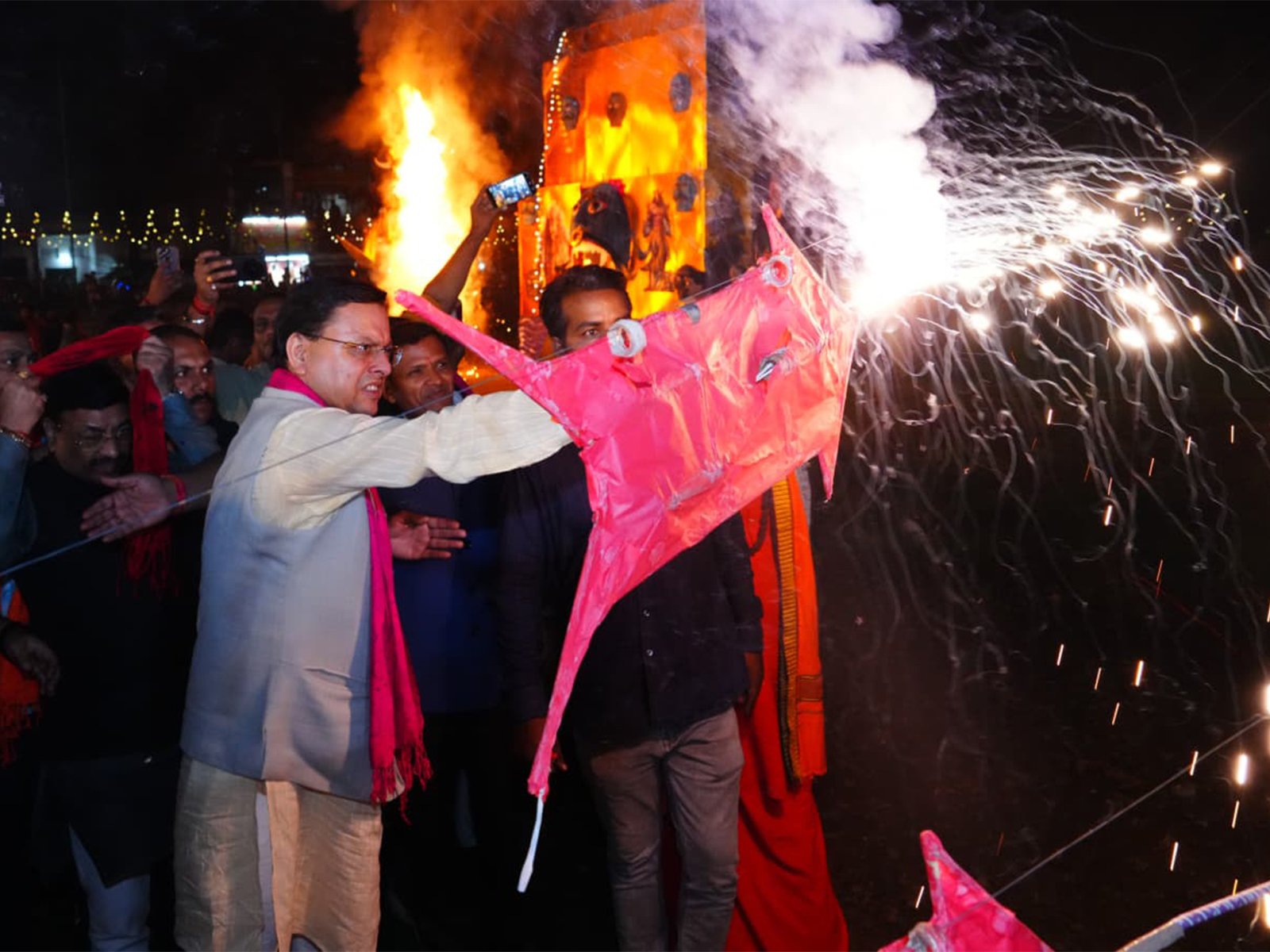 Chief Minister Pushkar Singh Dhami attending Dussehra celebrations (Photo/ANI)