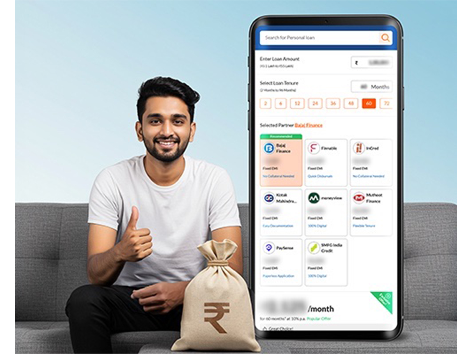 Choose from 20+ personal loan partners on Bajaj Markets