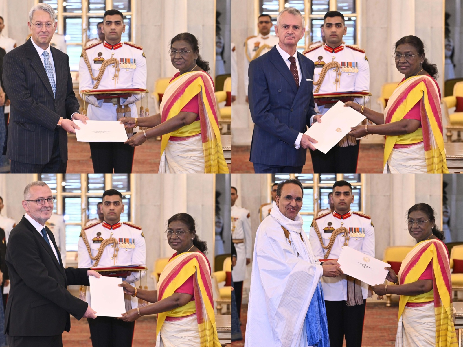 President Droupadi Murmu on accepts the credentials of newly appointed envoys (Photo:X/@rashtrapatibhvn)