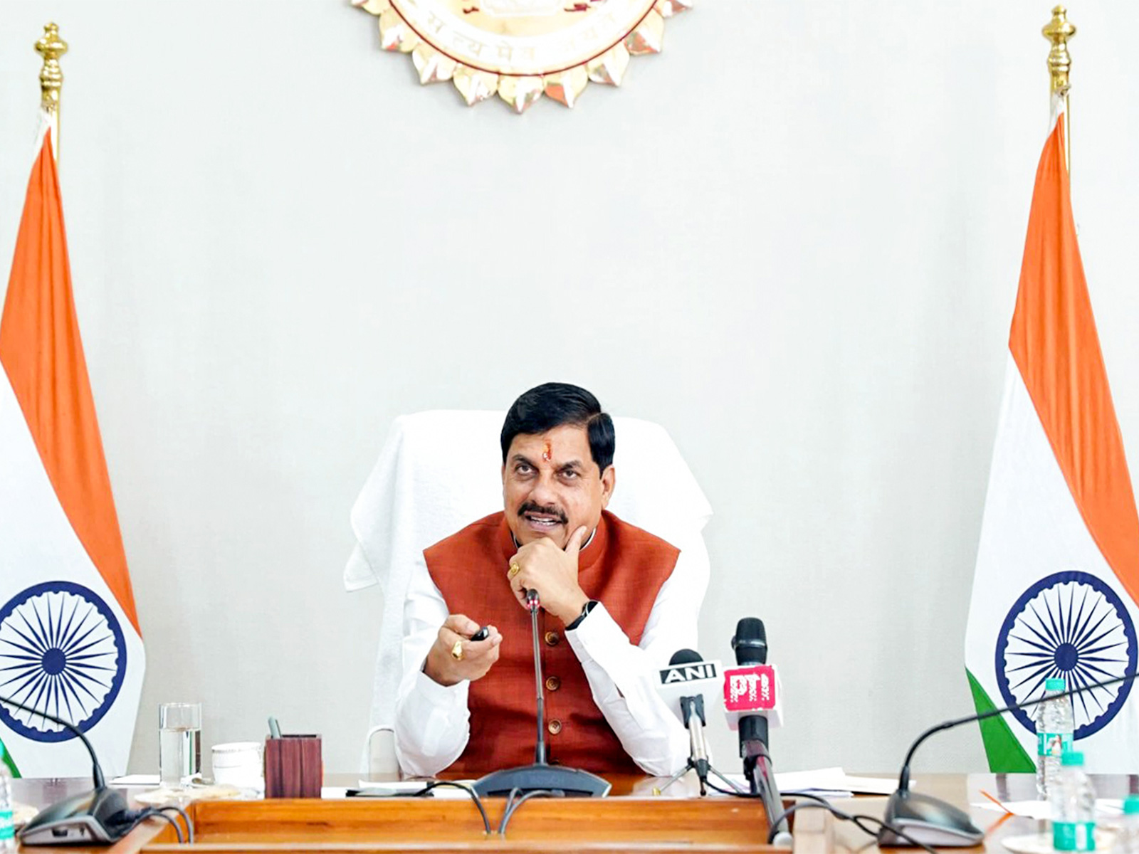 MP CM Mohan Yadav is transferring the relief amount to farmers (Photo/ANI)