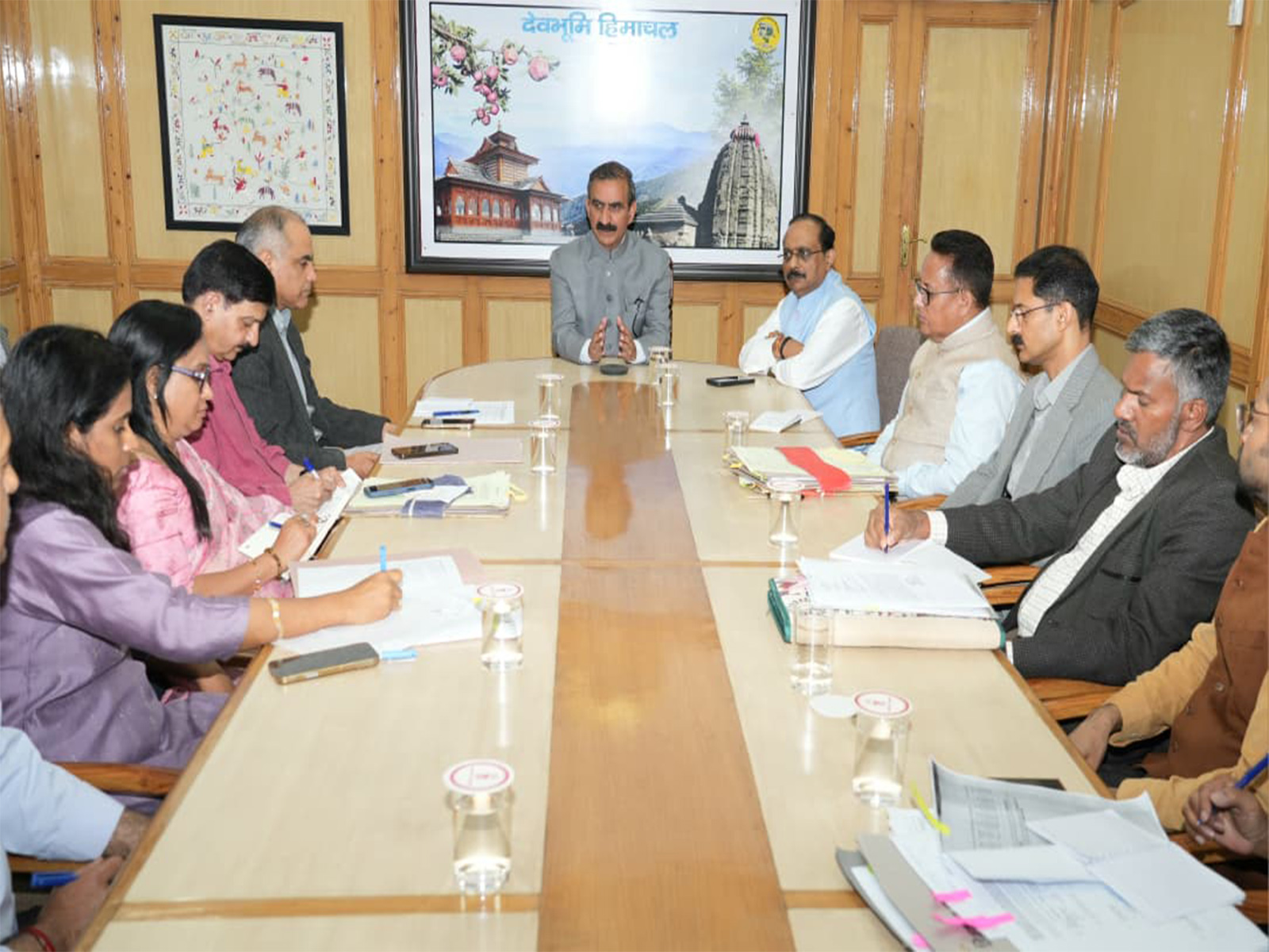 Himachal CM Sukhu held meeting with administrative secretaries. (Photo/ANI)