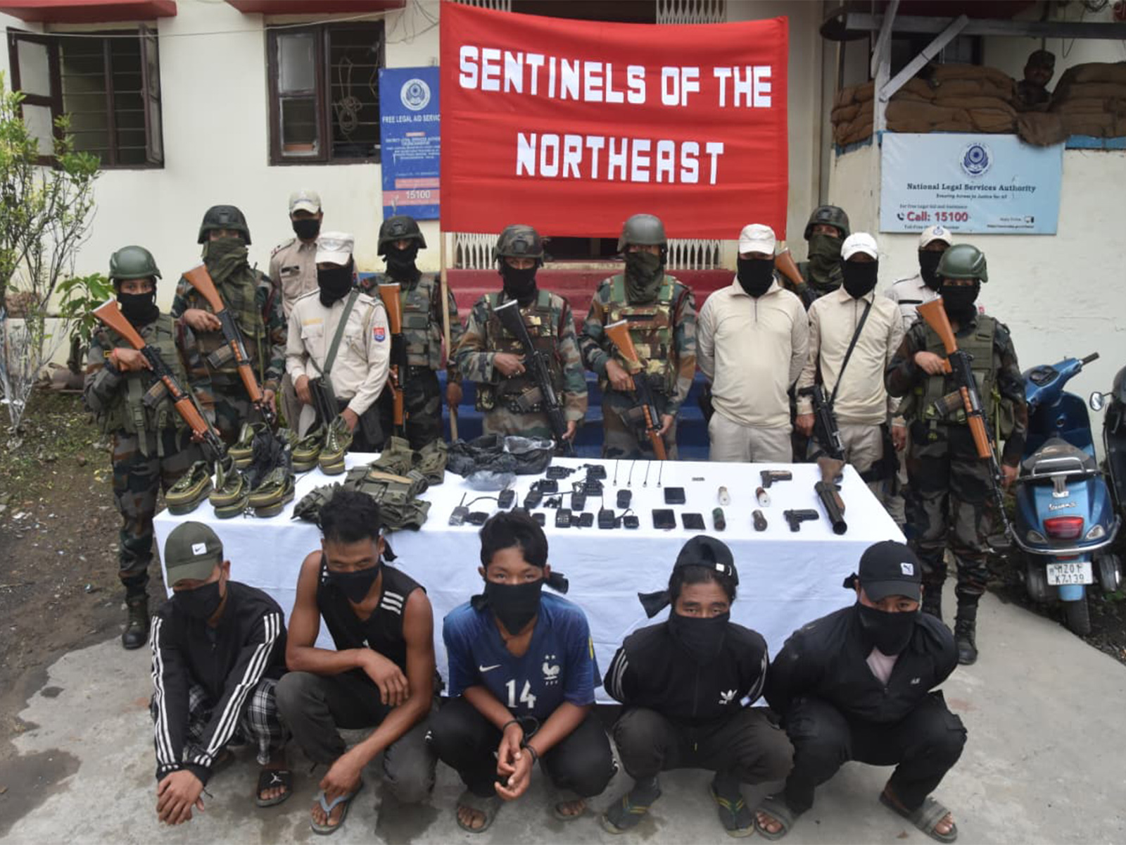 Assam Rifles with the alleged dreaded UKNA militants (Photo/@official_dgar)