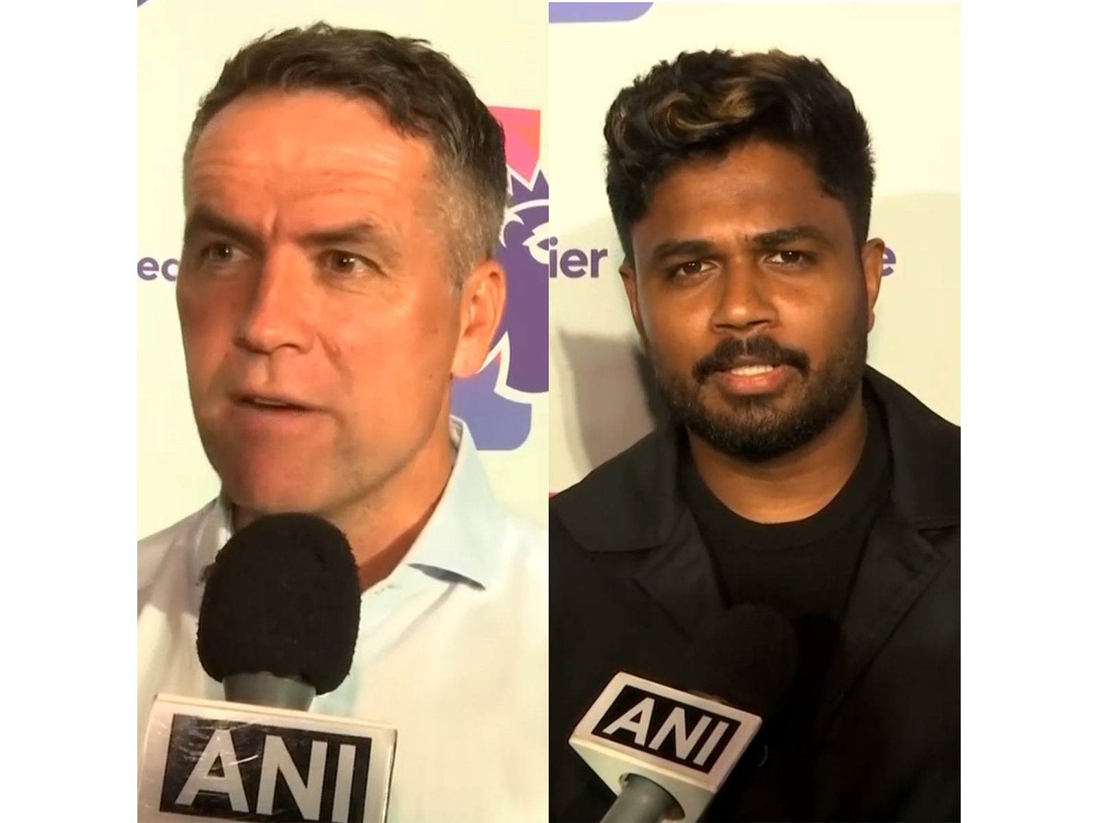 Former England striker Michael Owen and India wicketkeeper Sanju Samson (Photo/ANI) 