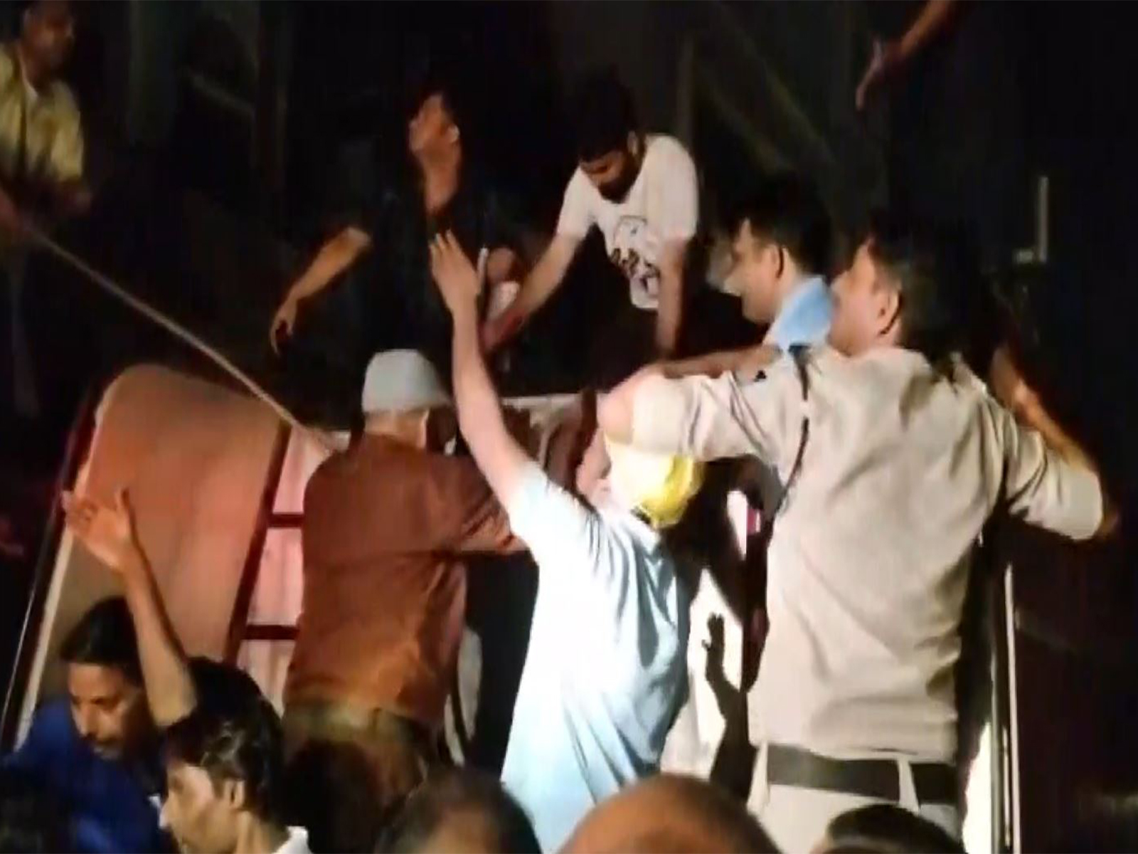 Fire fighters at cloth market in Guna (Photo/ANI)