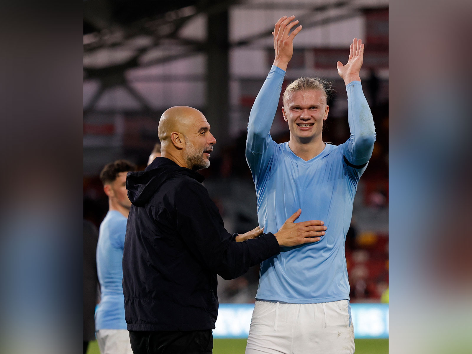 Manchester City striker Erling Haaland and Manager Pep Guardiola (Photo: Reuters)