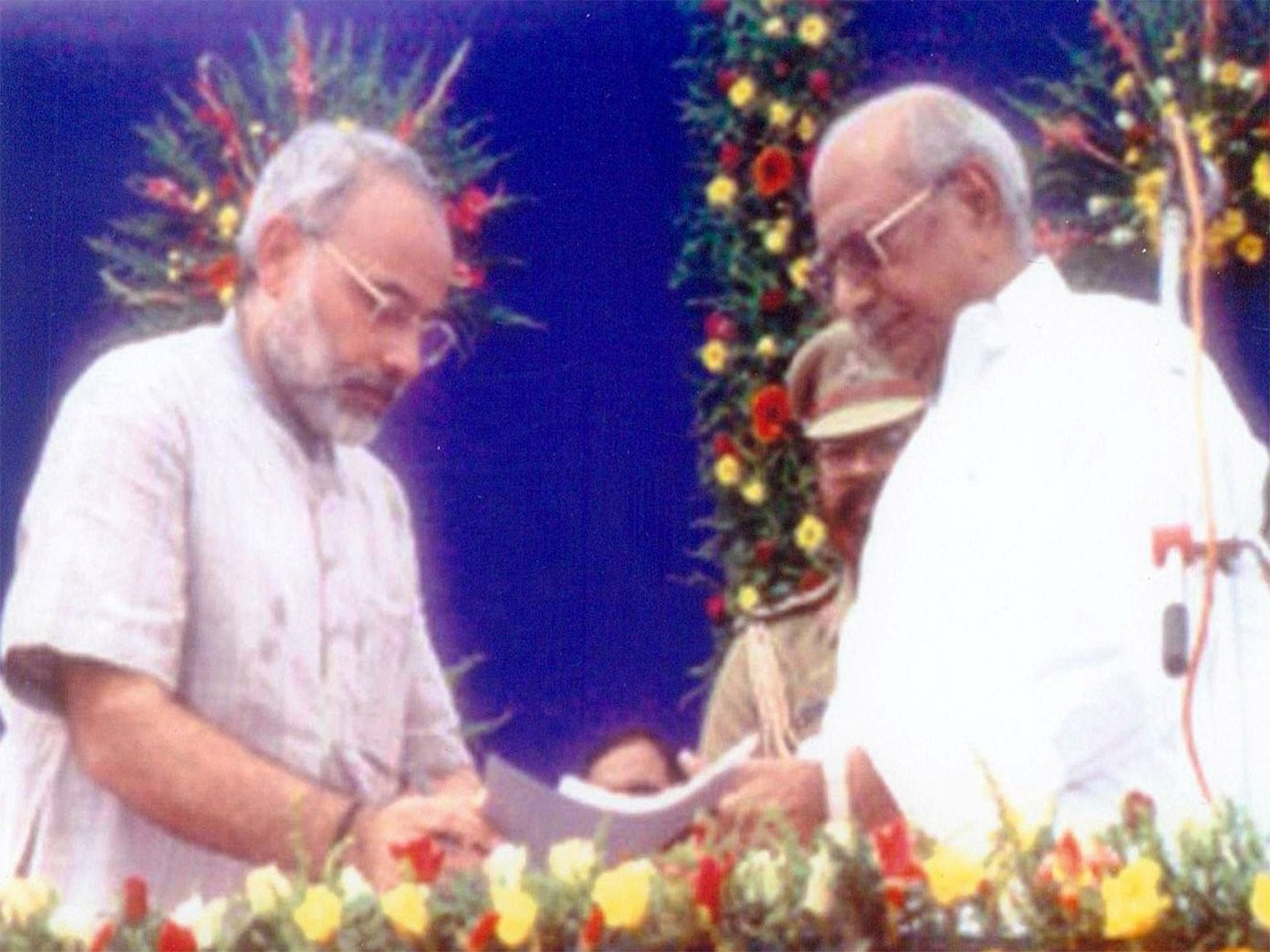 Narendra Modi being sworn in as Gujarat Chief Minister in 2001 (Photo/X @narendramodi)