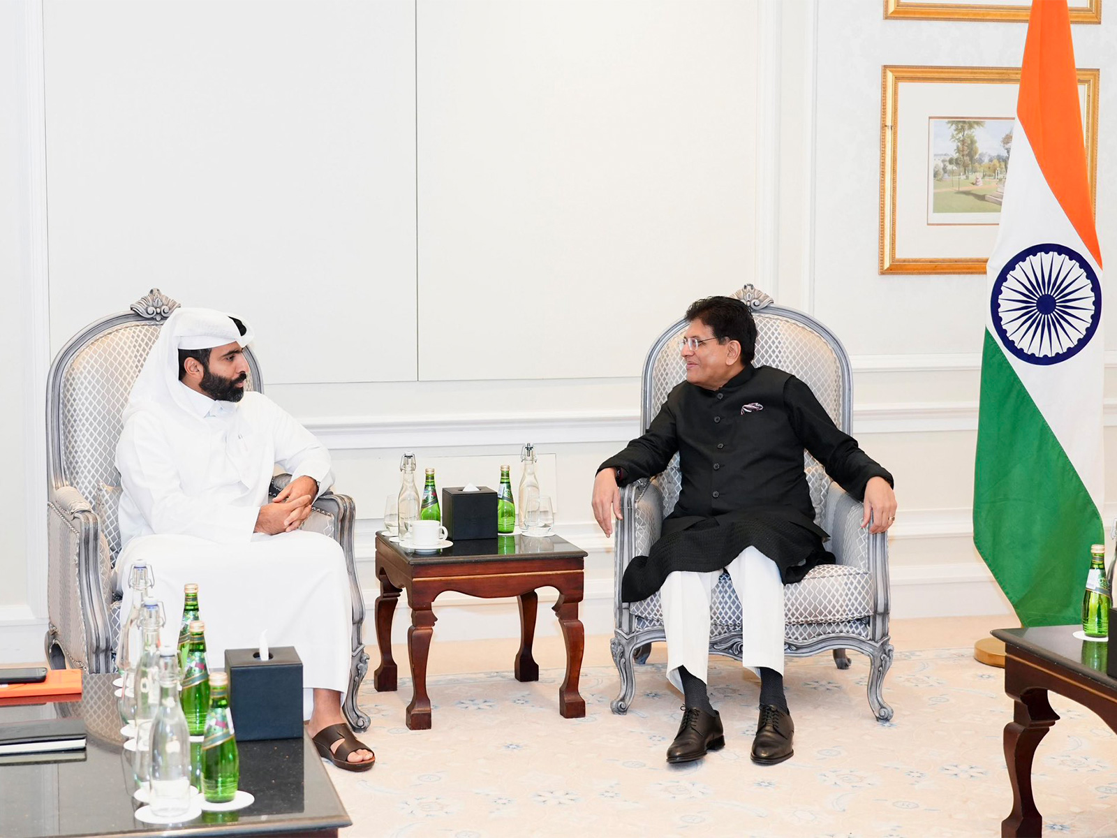 Abdulrahman Hesham Al-Sowaidi, CEO of Qatar Development Bank and Piyush Goyal, Union Minister of Commerce and Industry  (Photo/@PiyushGoyal)
