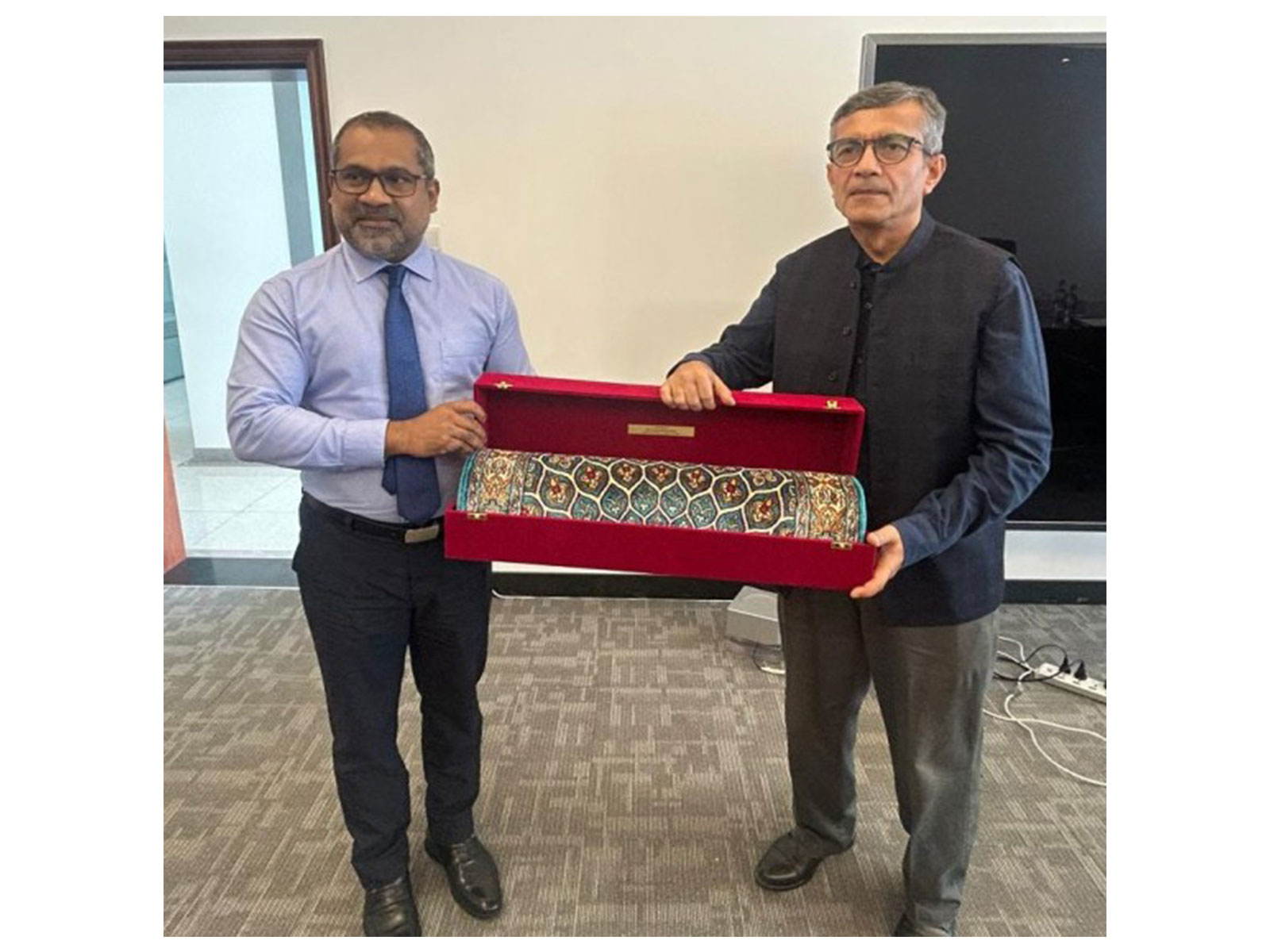 Defence Secretary Rajesh Kumar Singh meets Maldives FM Abdulla Khaleel to strengthen defence and regional security cooperation. (Photo: X/@SpokespersonMoD)