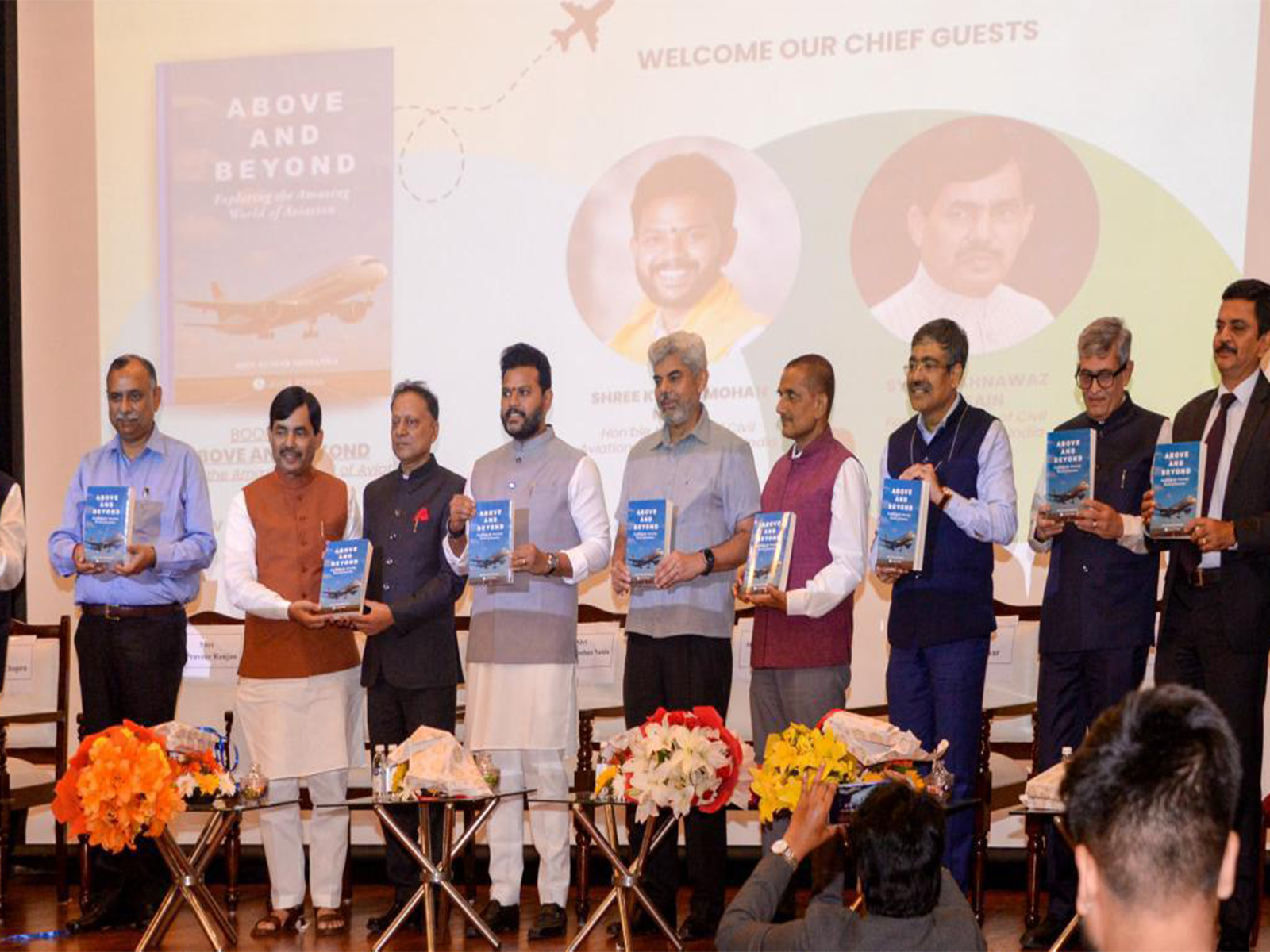 Union Civil Aviation Minister Ram Mohan Naidu unveils Above and Beyond. (Photo/ANI)