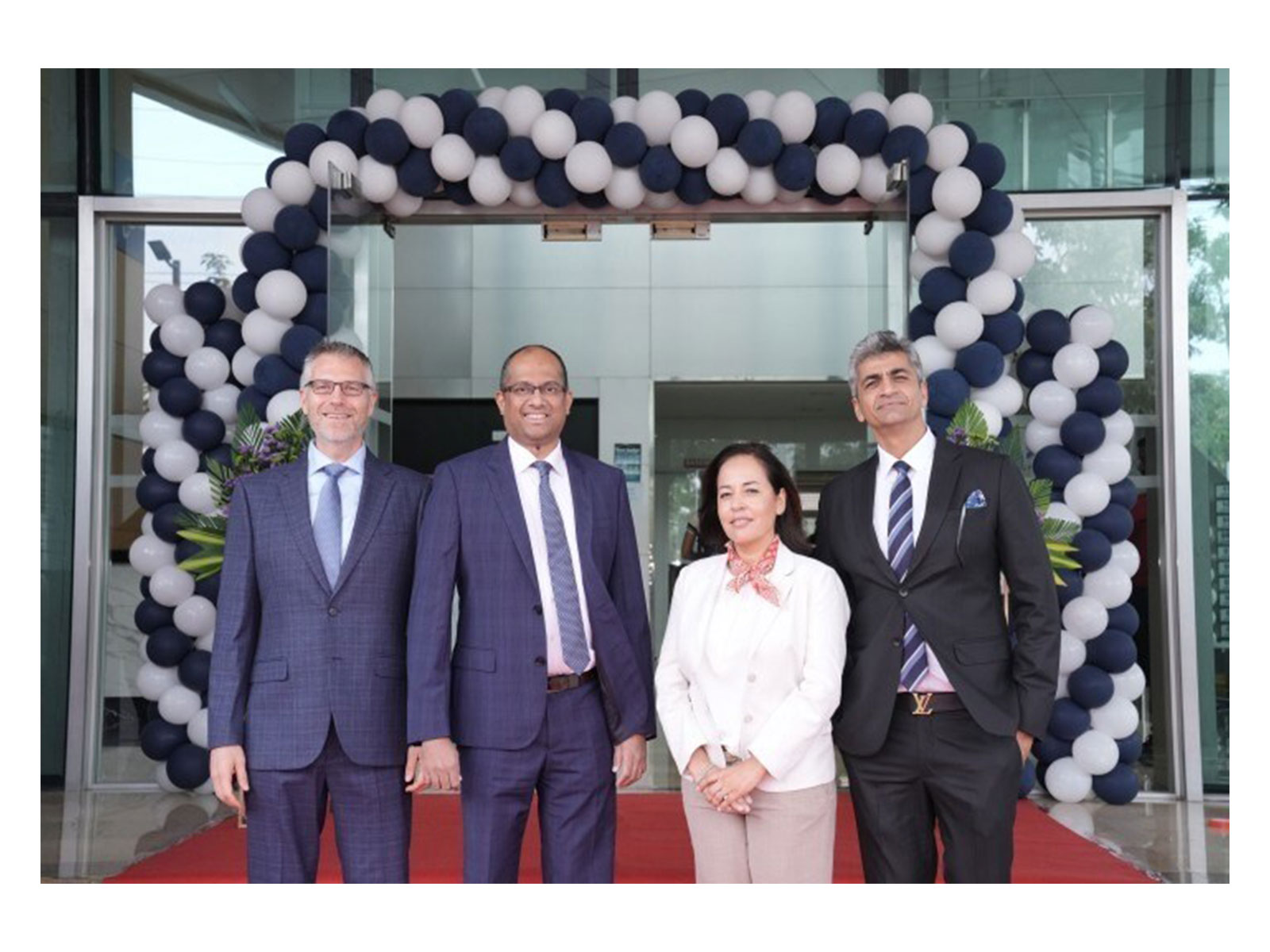 Leaders from Saviynt, including Jeff Margolies, Akshay Sivananda, Evelyn Acosta Behrendt, and Nitin Varma, at the launch of Saviynt’s new facility in India
