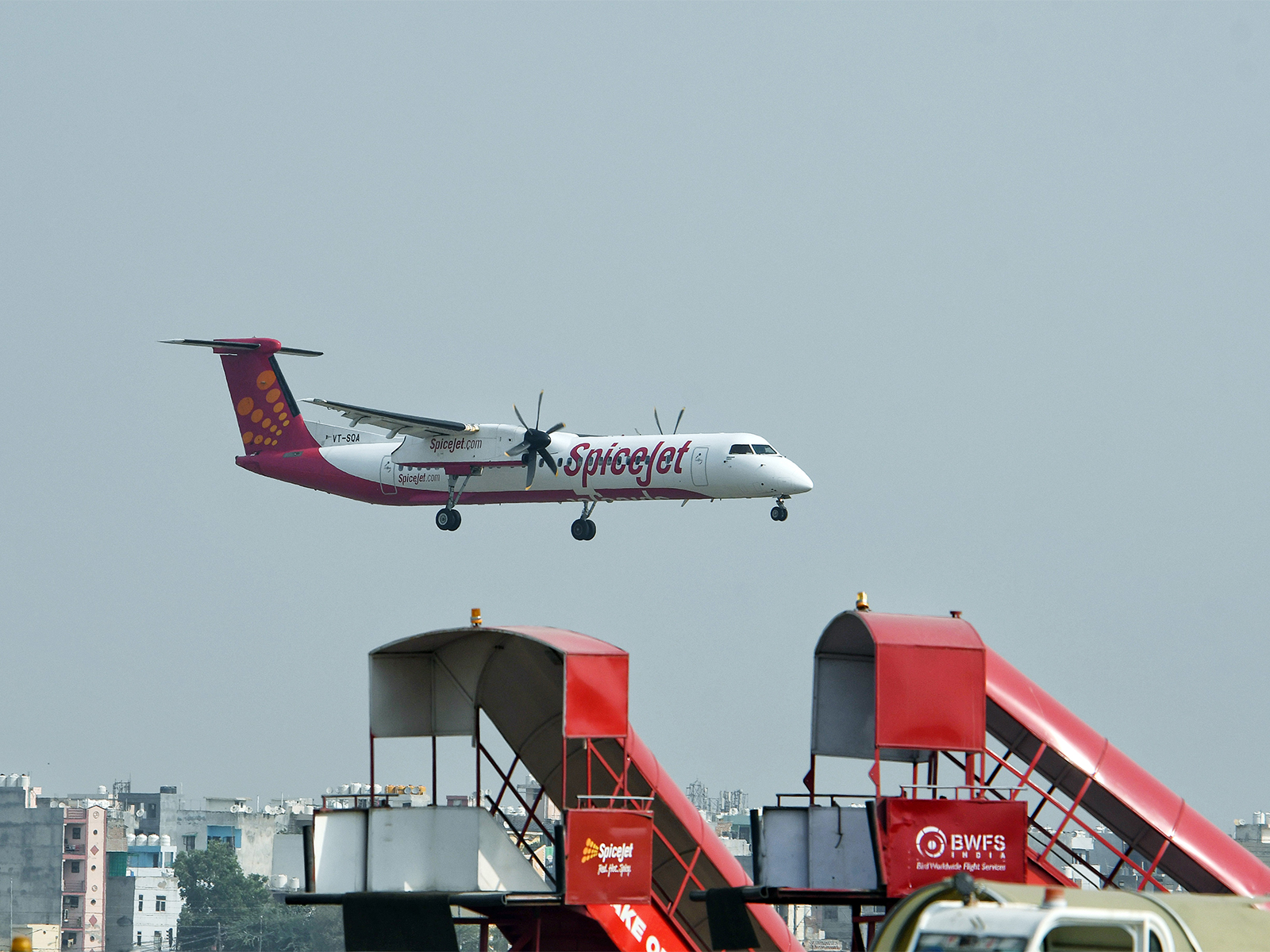 A SpiceJet aircraft seen flying after taking off from the runway at Indira Gandhi International Airport, in New Delhi. (File Photo/ANI) A SpiceJet aircraft seen flying after taking off from the runway at Indira Gandhi International Airport, in New Delhi. (File Photo/ANI)