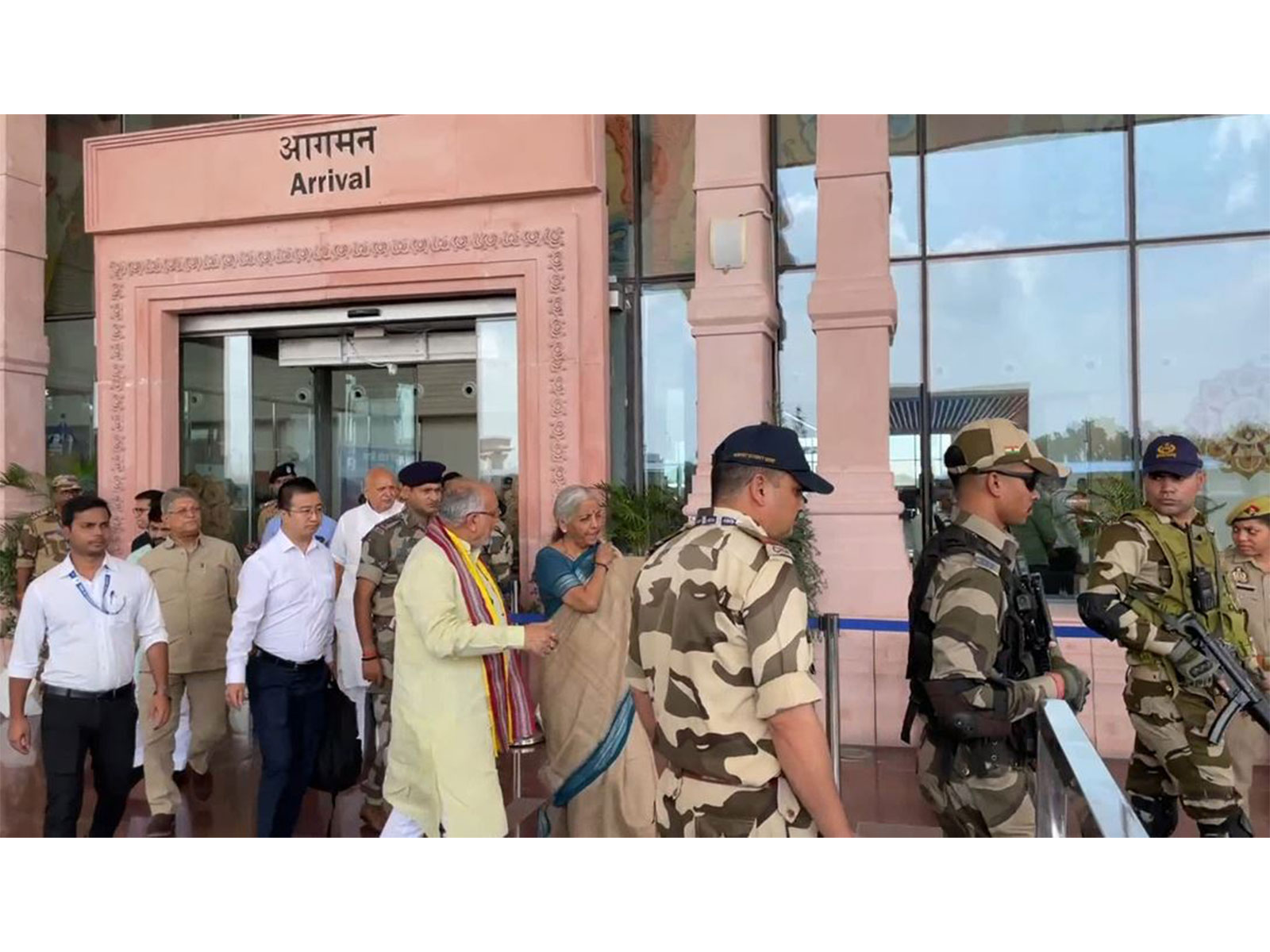 Union Finance Minister Nirmala Sitharaman arrives at Ayodhya Airport (Photo/ANI)
