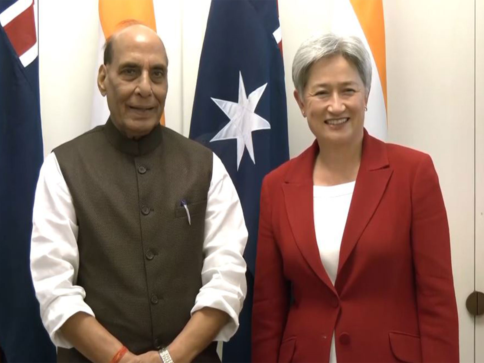 Defence Minister Rajnath Singh with Australia’s Foreign Minister Penny Wong (Photo/ANI) Defence Minister Rajnath Singh with Australia’s Foreign Minister Penny Wong (Photo/ANI)