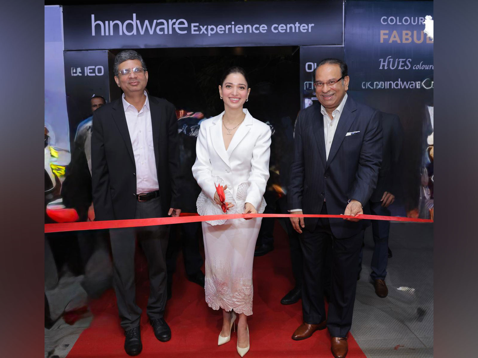Bollywood actor Tamannaah Bhatia, Mr. Sandip Somany, and Mr. Nirupam Sahay at the inauguration of Hindware Experience Center