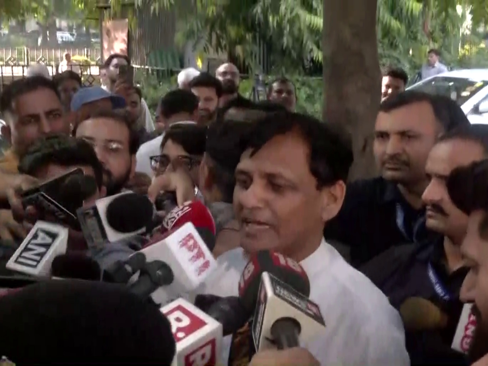 Minister of State for Home Affairs Nityanand Rai speaks to reporters after holding seat-sharing talks with LJP(Ram Vilas) President Chirag Paswan in Delhi (Photo/ANI)