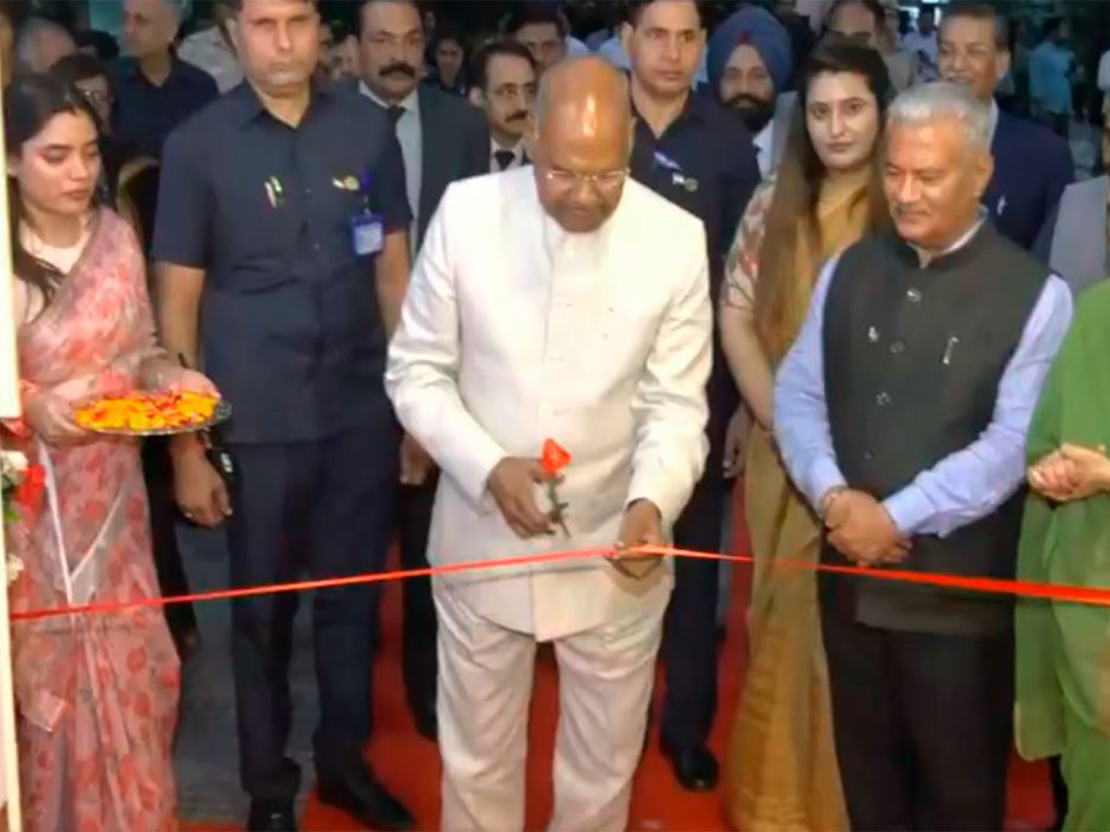 Former President Ram Nath Kovind inaugurates ‘Silent Conversation: From Margins to the Centre’ a tribal art exhibition in Delhi (Photo/ANI)