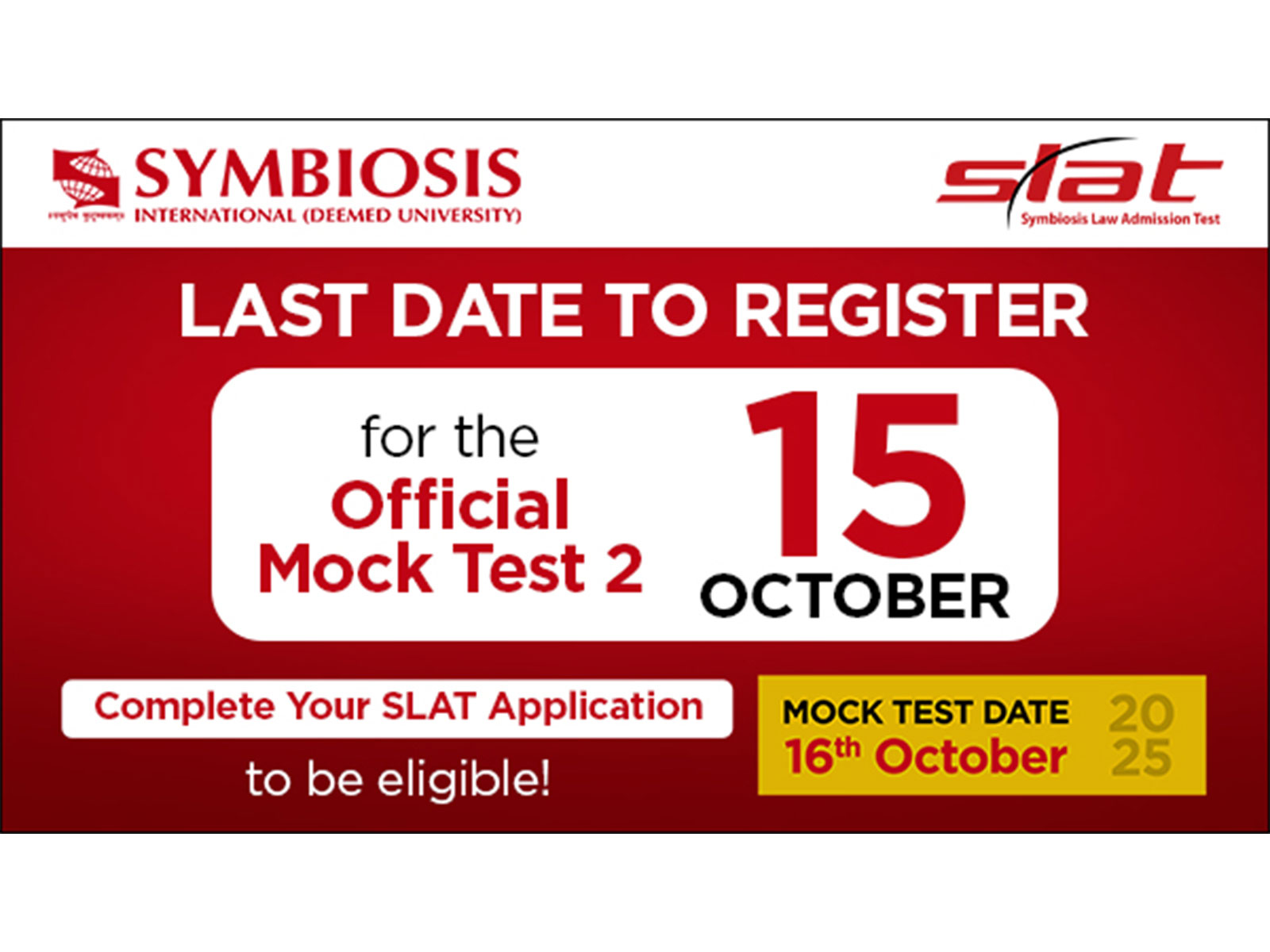 Last Chance to Register for SLAT 2026 Mock Test by 15th October – Complete Your Application Now