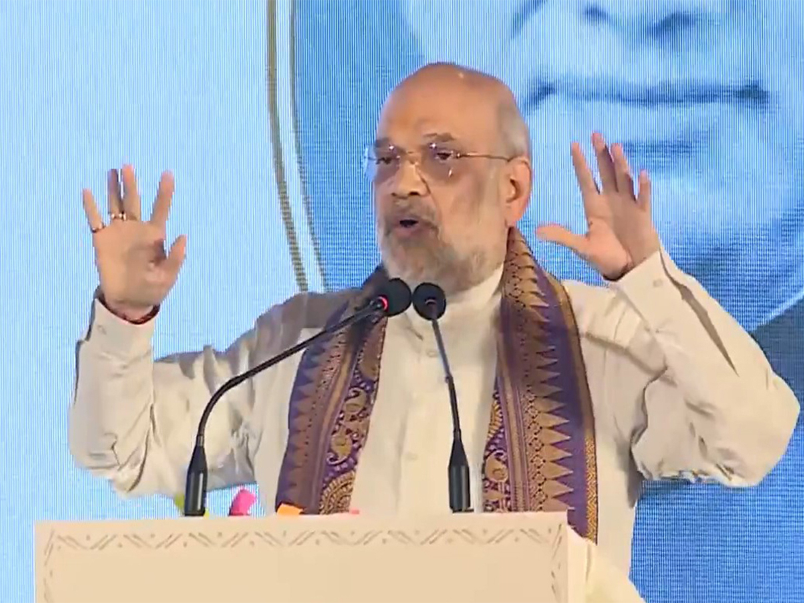 Union Home Minister Amit Shah addresses the 'Narendra Mohan Smriti Lecture' organised by Dainik Jagran in New Delhi. (Photo/ANI)