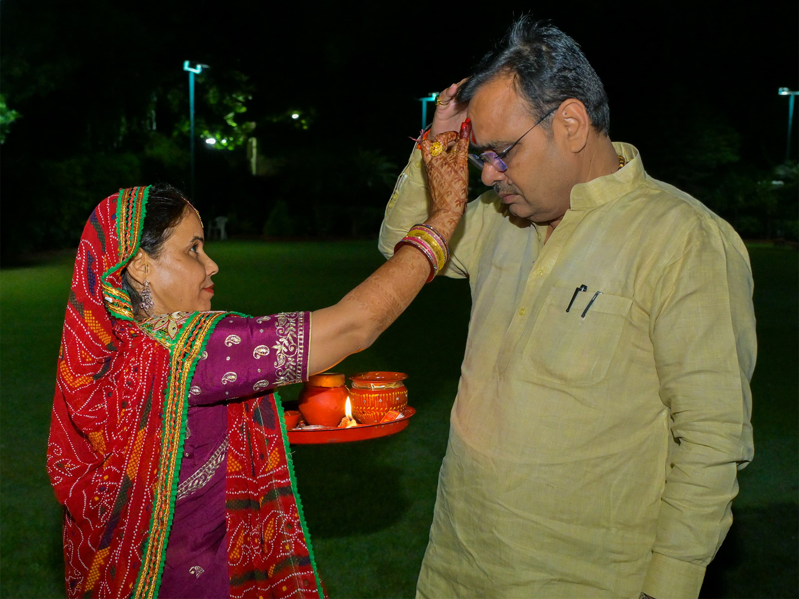 Rajasthan CM Bhajanlal Sharma with wife Geeta Sharma. (Photo/X@BhajanlalBjp)