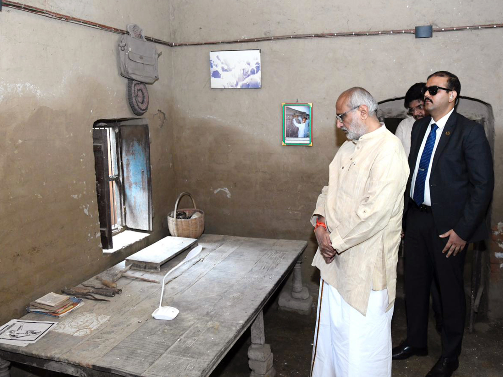 Vice-President C.P. Radhakrishnan visits the ancestral home of late Jayaprakash Narayan (Photo/ANI)