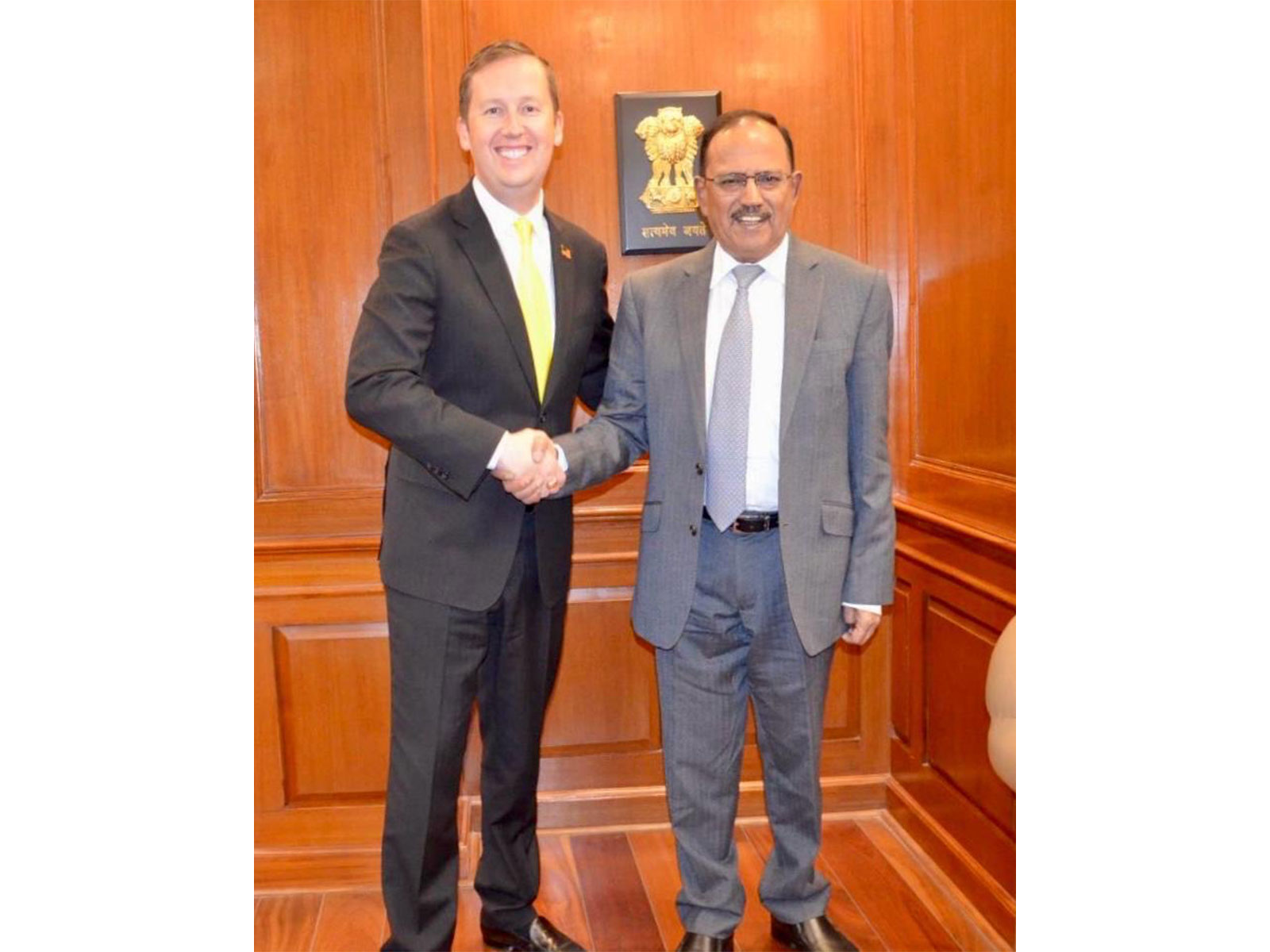 US Ambassador-designate to India, Sergio Gor with National Security Advisor Ajit Doval (Photo: X@USAmbIndia)